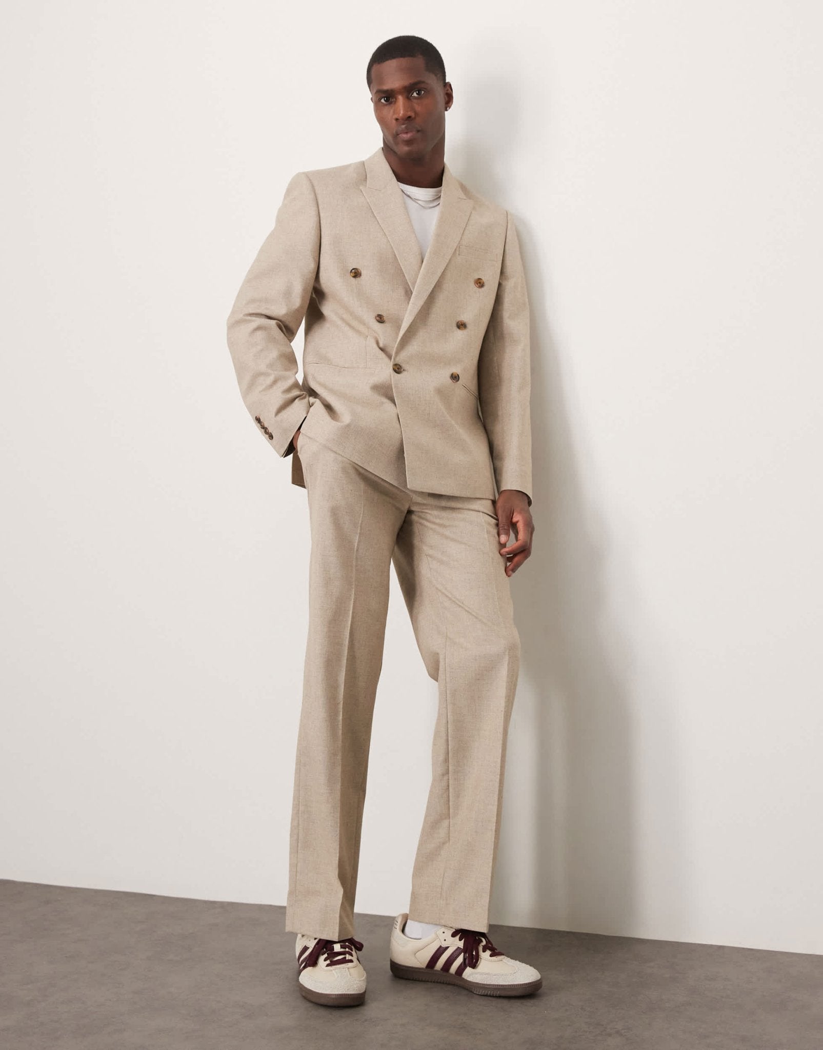 ASOS DESIGN slim suit jacket in stone marl look - ASOS Sample Sale