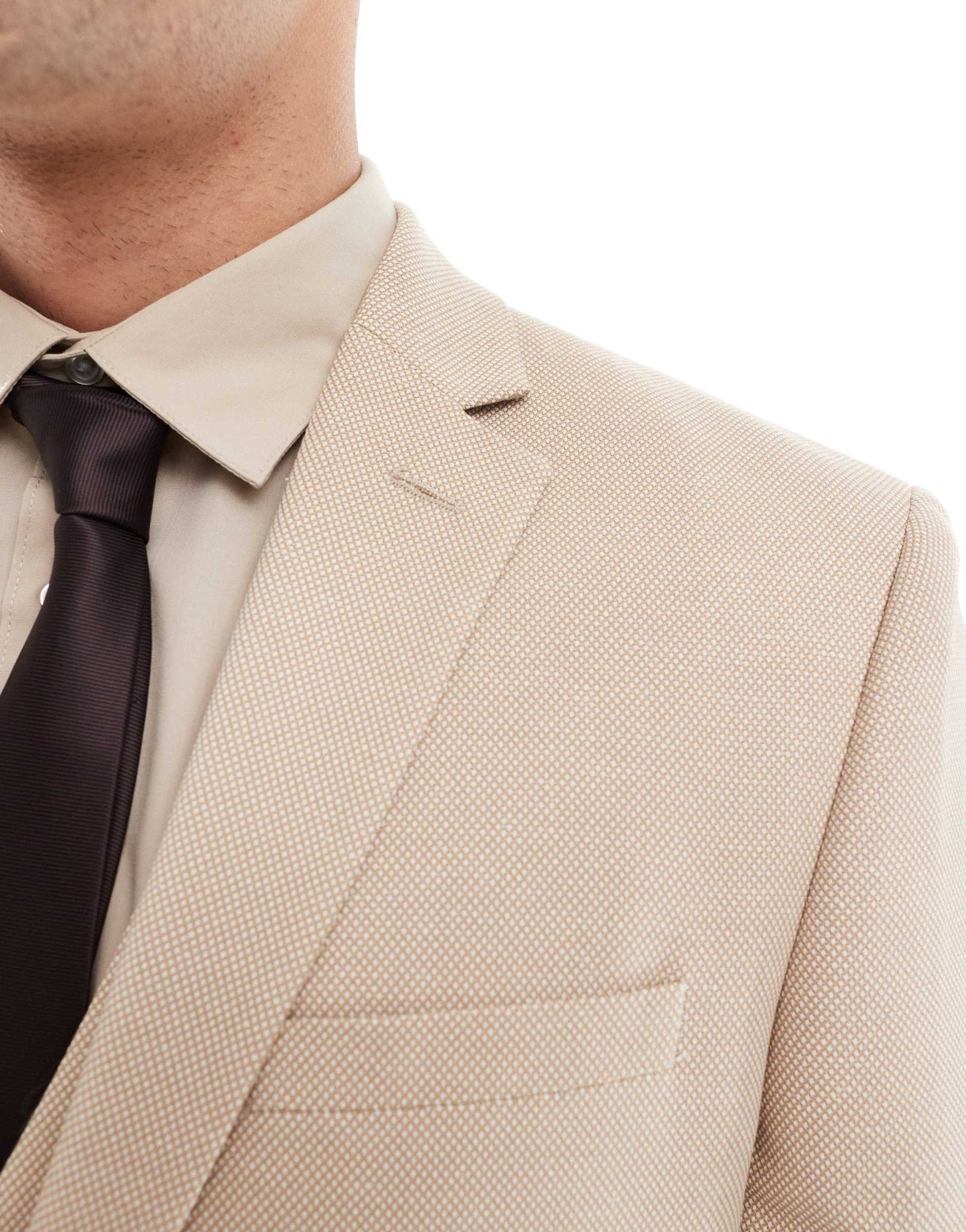 ASOS DESIGN slim suit jacket in textured stone fabric - ASOS Sample Sale