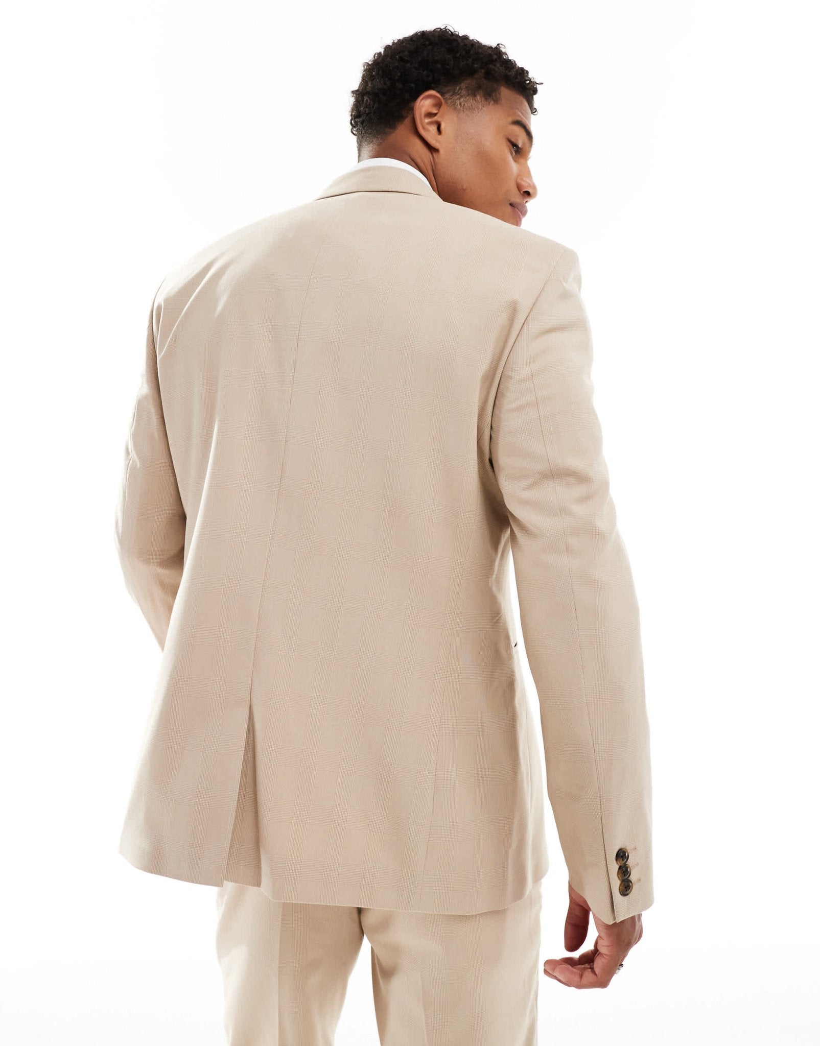 ASOS DESIGN slim suit jacket in tonal neutral prince of wales check - ASOS Sample Sale
