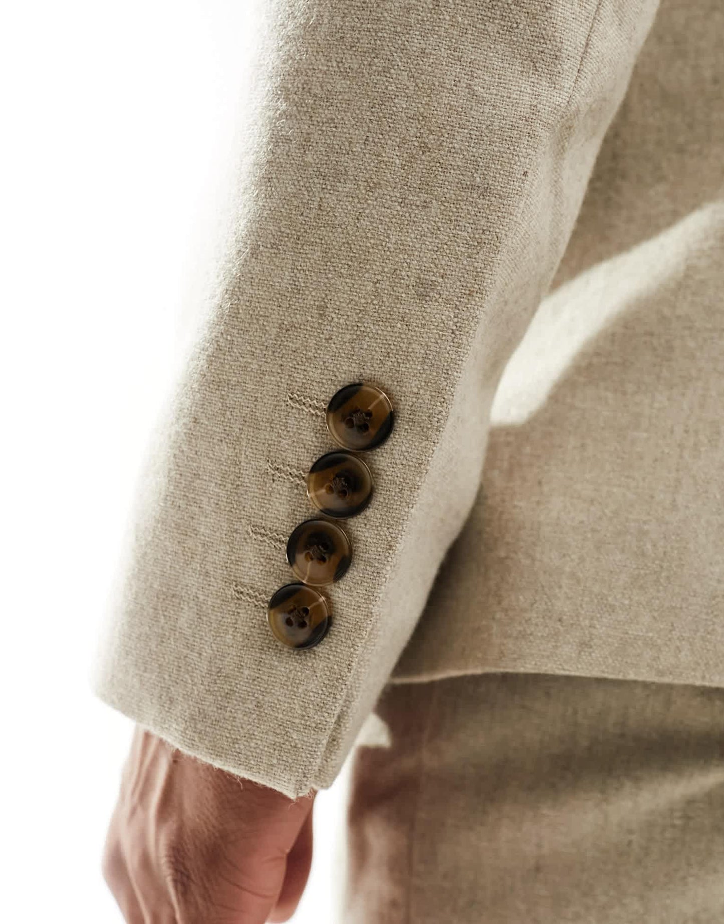 ASOS DESIGN slim suit jacket in wool mix texture in beige - ASOS Sample Sale
