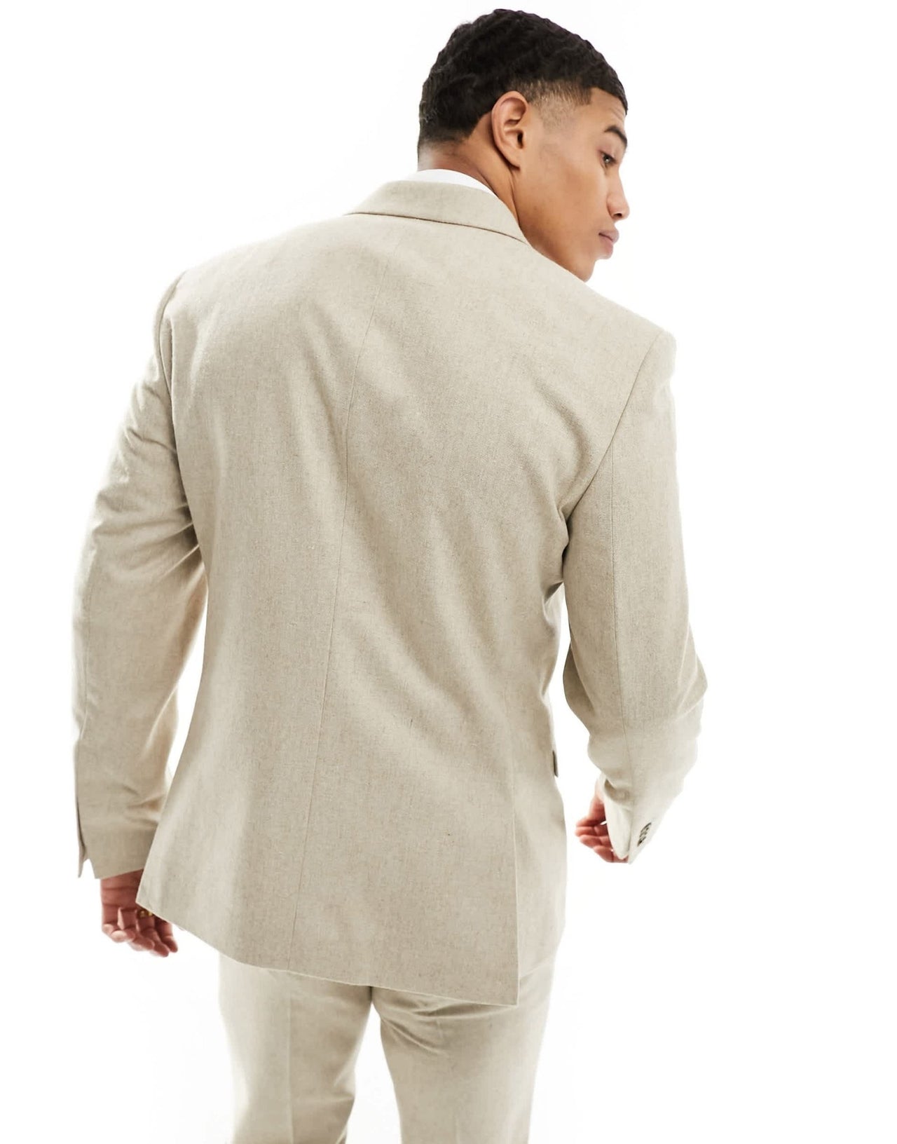 ASOS DESIGN slim suit jacket in wool mix texture in beige - ASOS Sample Sale