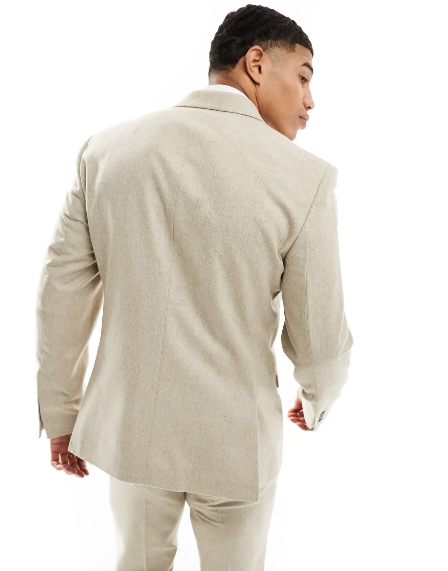 ASOS DESIGN slim suit jacket in wool mix texture in beige - ASOS Sample Sale