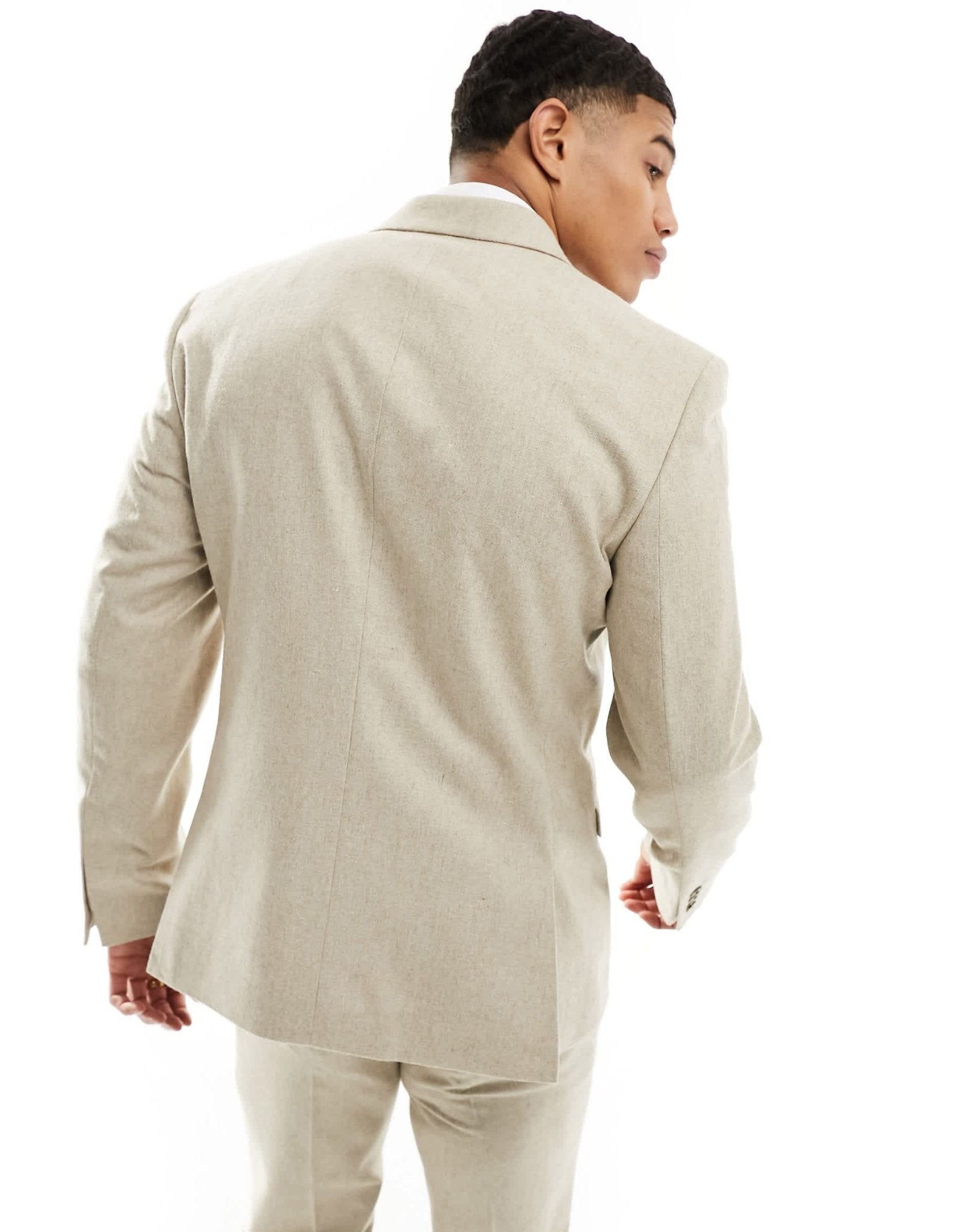 ASOS DESIGN slim suit jacket in wool mix texture in beige - ASOS Sample Sale