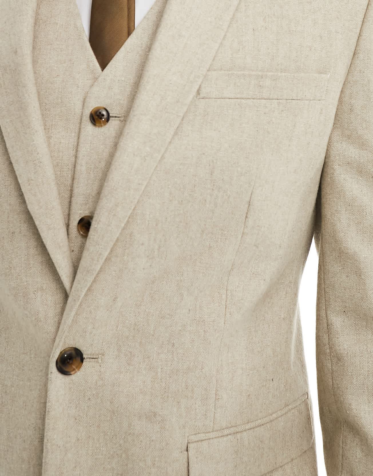 ASOS DESIGN slim suit jacket in wool mix texture in beige - ASOS Sample Sale
