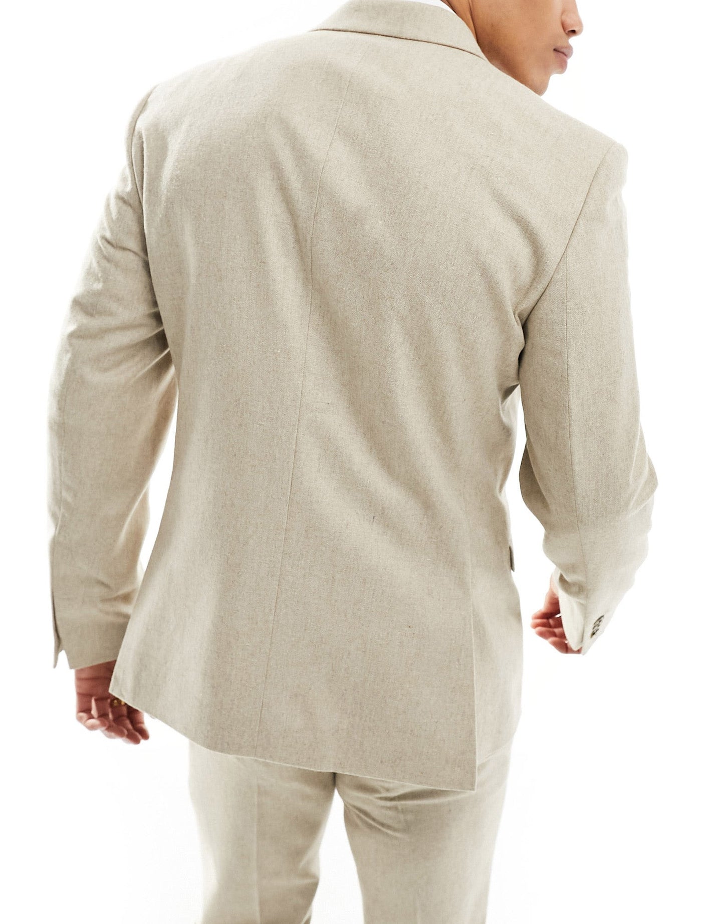 ASOS DESIGN slim suit jacket in wool mix texture in beige - ASOS Sample Sale