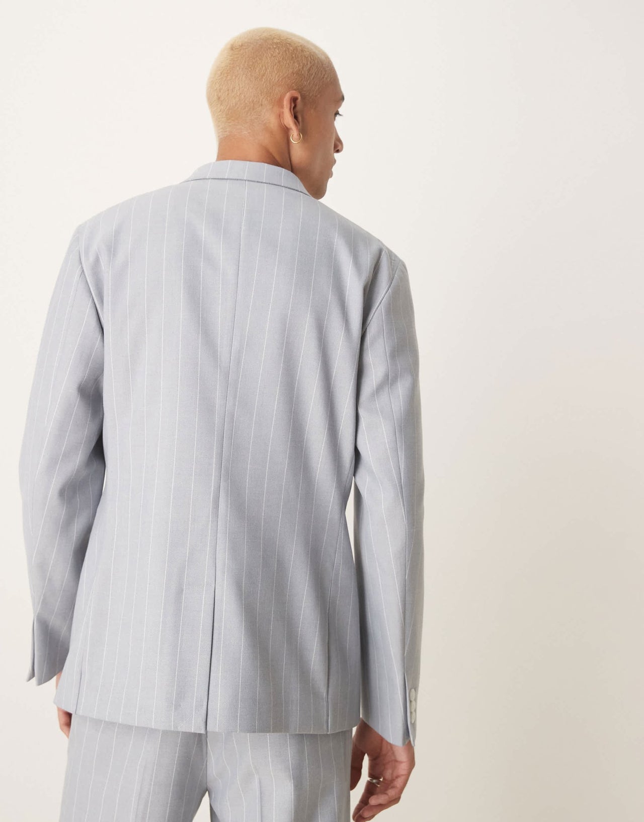 ASOS DESIGN slim suit jacket with linen in blue pinstripe - ASOS Sample Sale