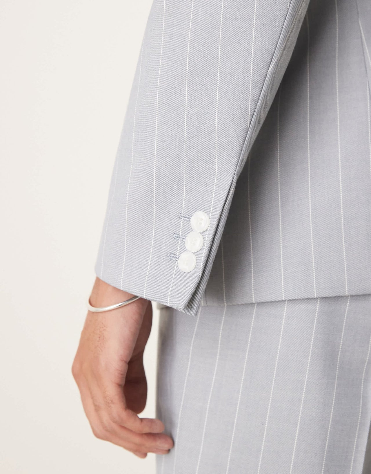 ASOS DESIGN slim suit jacket with linen in blue pinstripe - ASOS Sample Sale