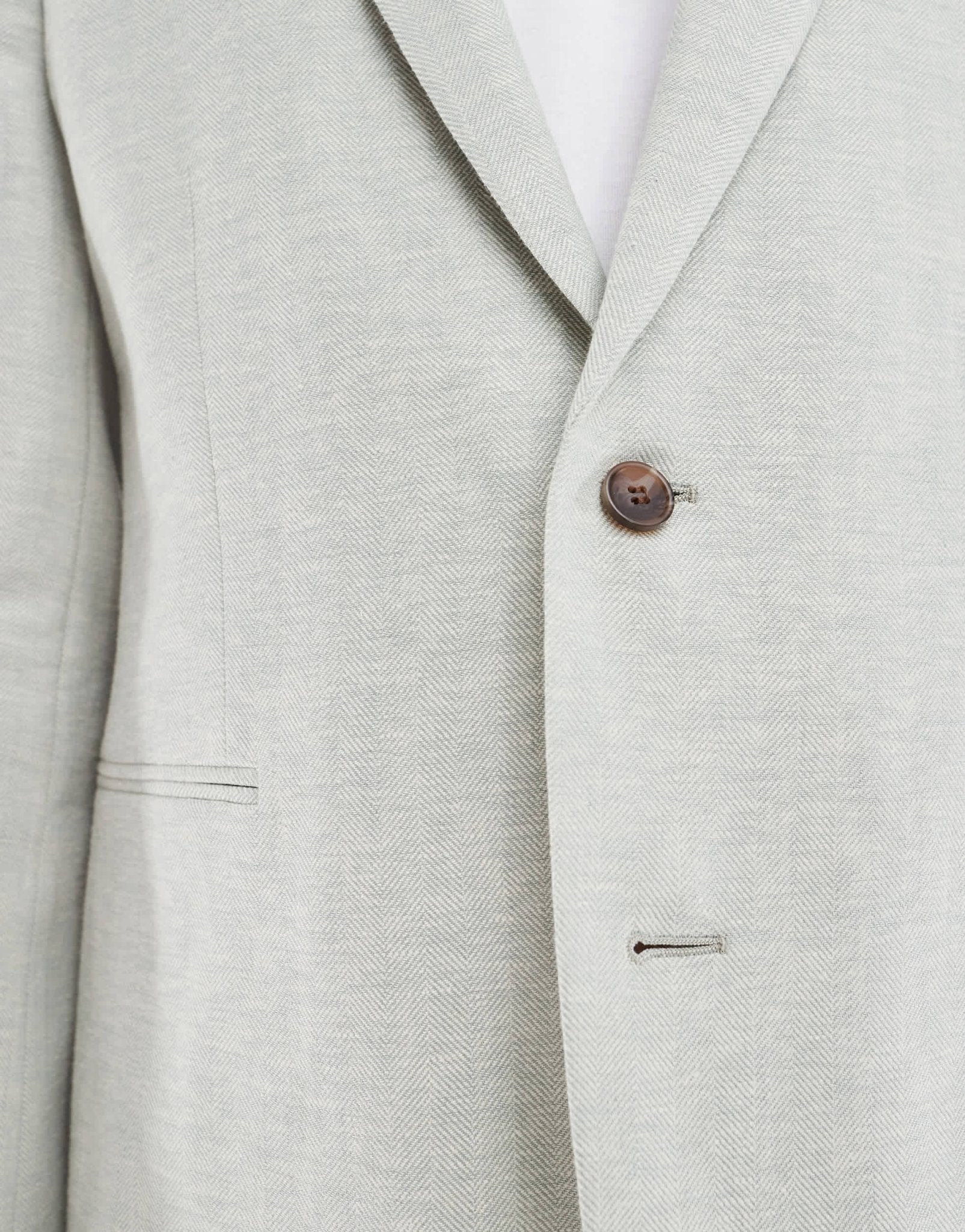 ASOS DESIGN slim suit jacket with linen in light green herringbone - ASOS Sample Sale