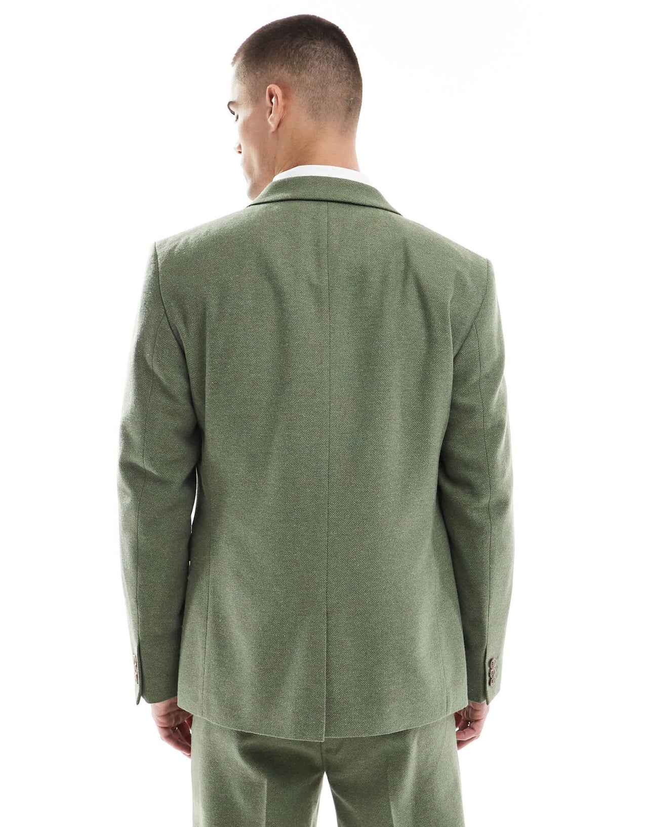ASOS DESIGN slim suit jacket with wool in green herringbone - ASOS Sample Sale