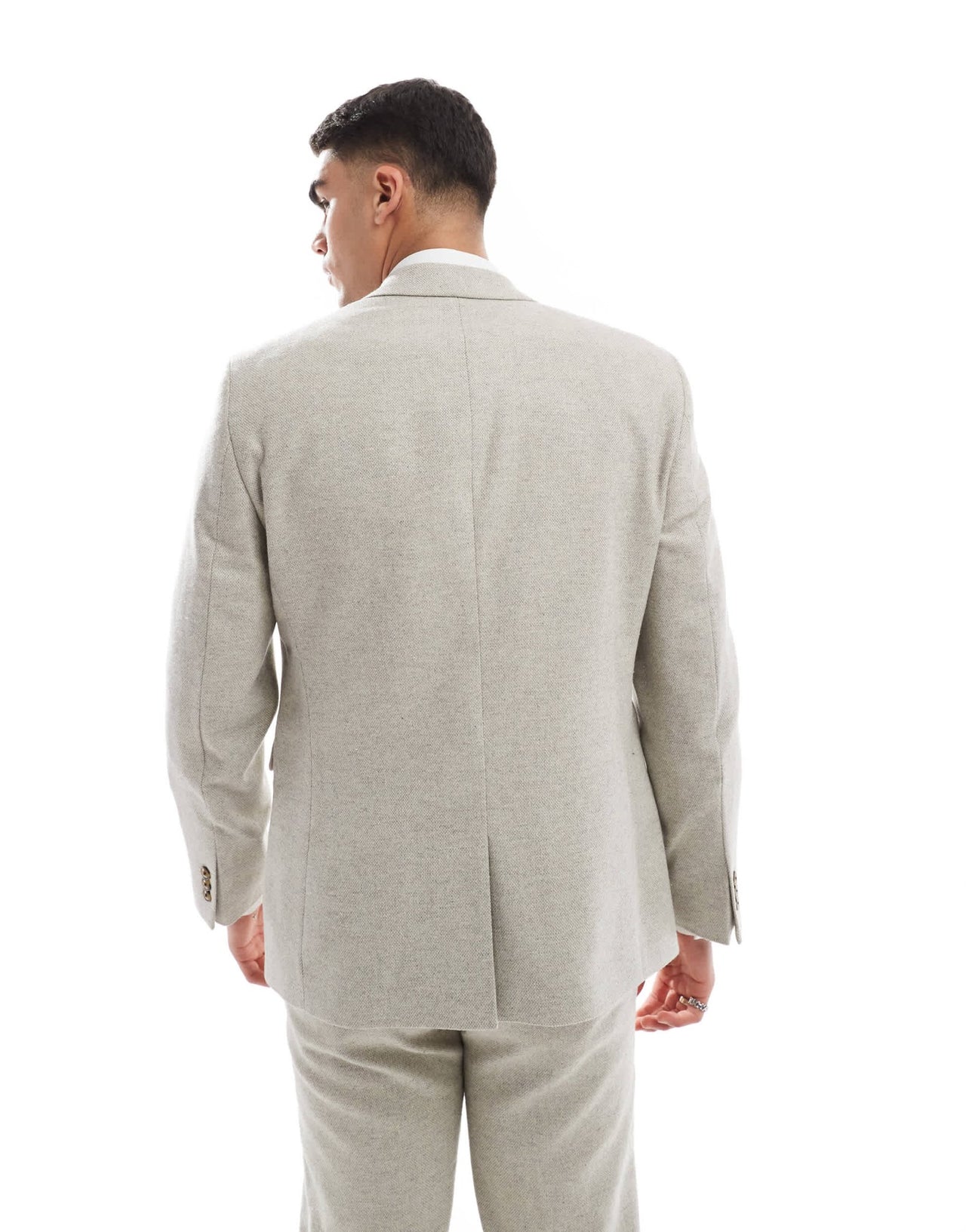 ASOS DESIGN slim suit jacket with wool in stone tweed - ASOS Sample Sale