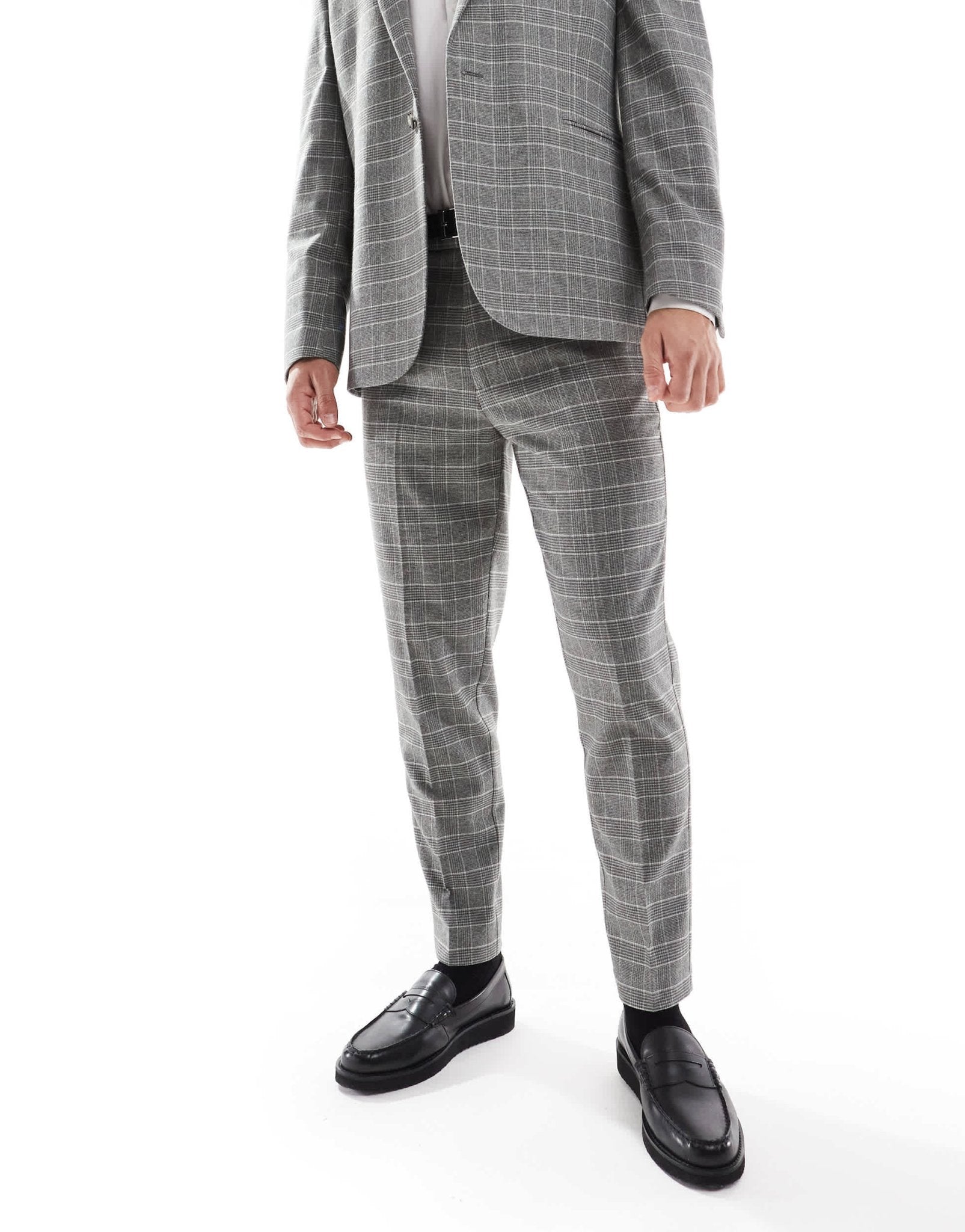 ASOS DESIGN slim suit trousers in brushed charcoal check - ASOS Sample Sale