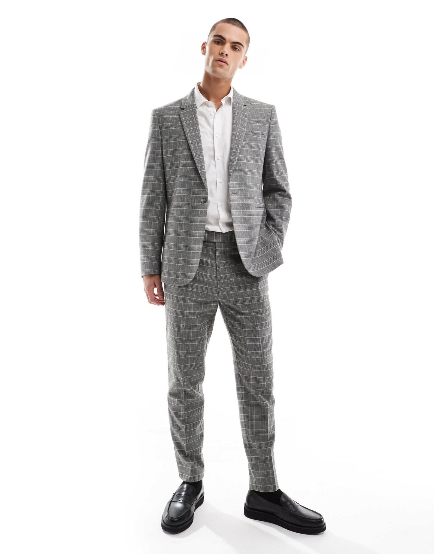 ASOS DESIGN slim suit trousers in brushed charcoal check - ASOS Sample Sale