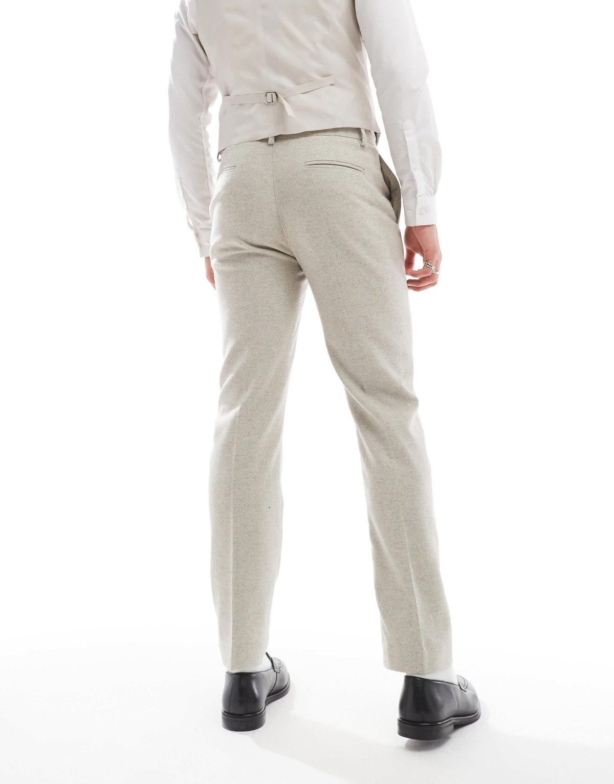 ASOS DESIGN slim suit trousers with wool in stone tweed - ASOS Sample Sale