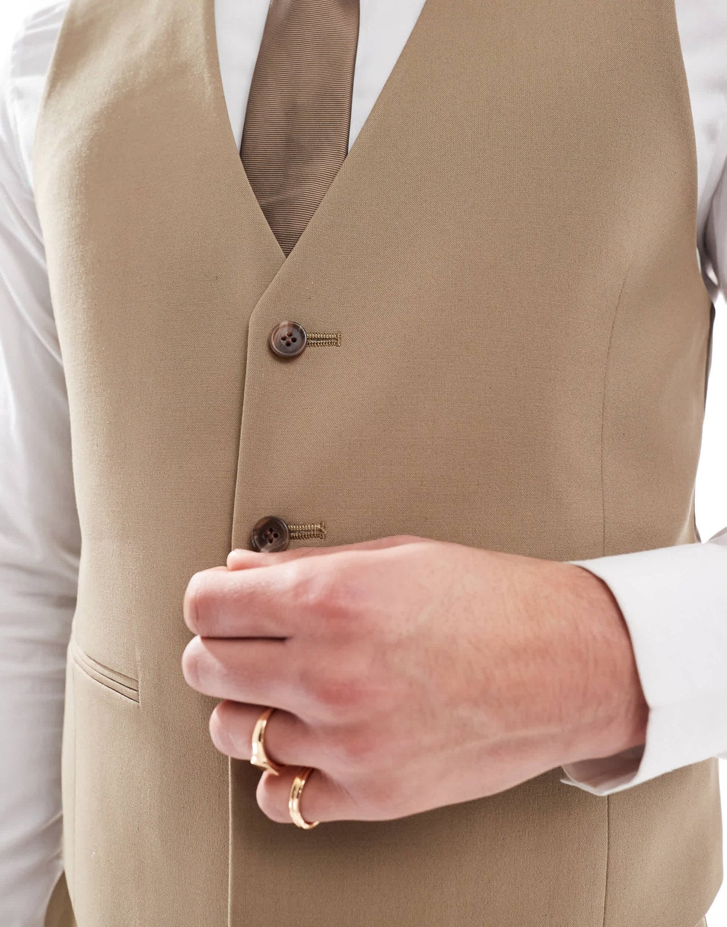 ASOS DESIGN slim suit waistcoat in dark stone - ASOS Sample Sale