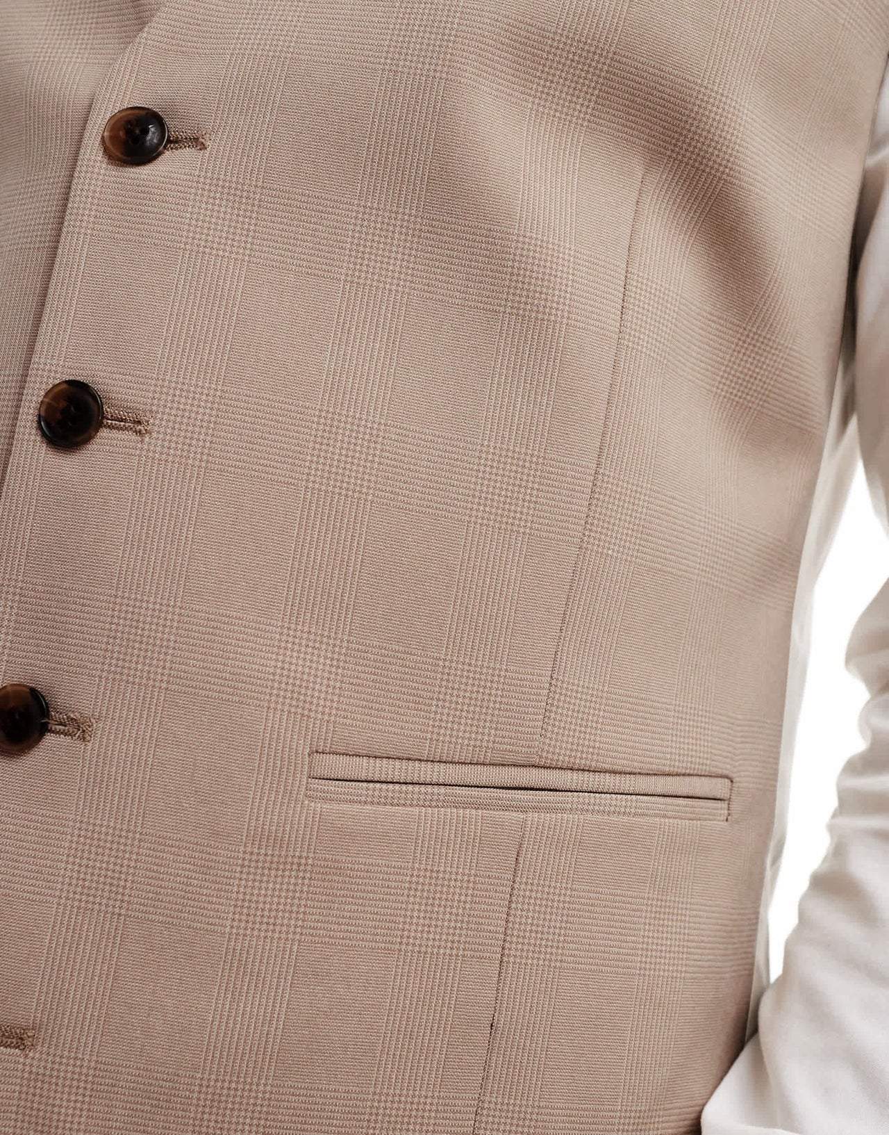 ASOS DESIGN slim suit waistcoat in tonal neutral prince of wales check - ASOS Sample Sale