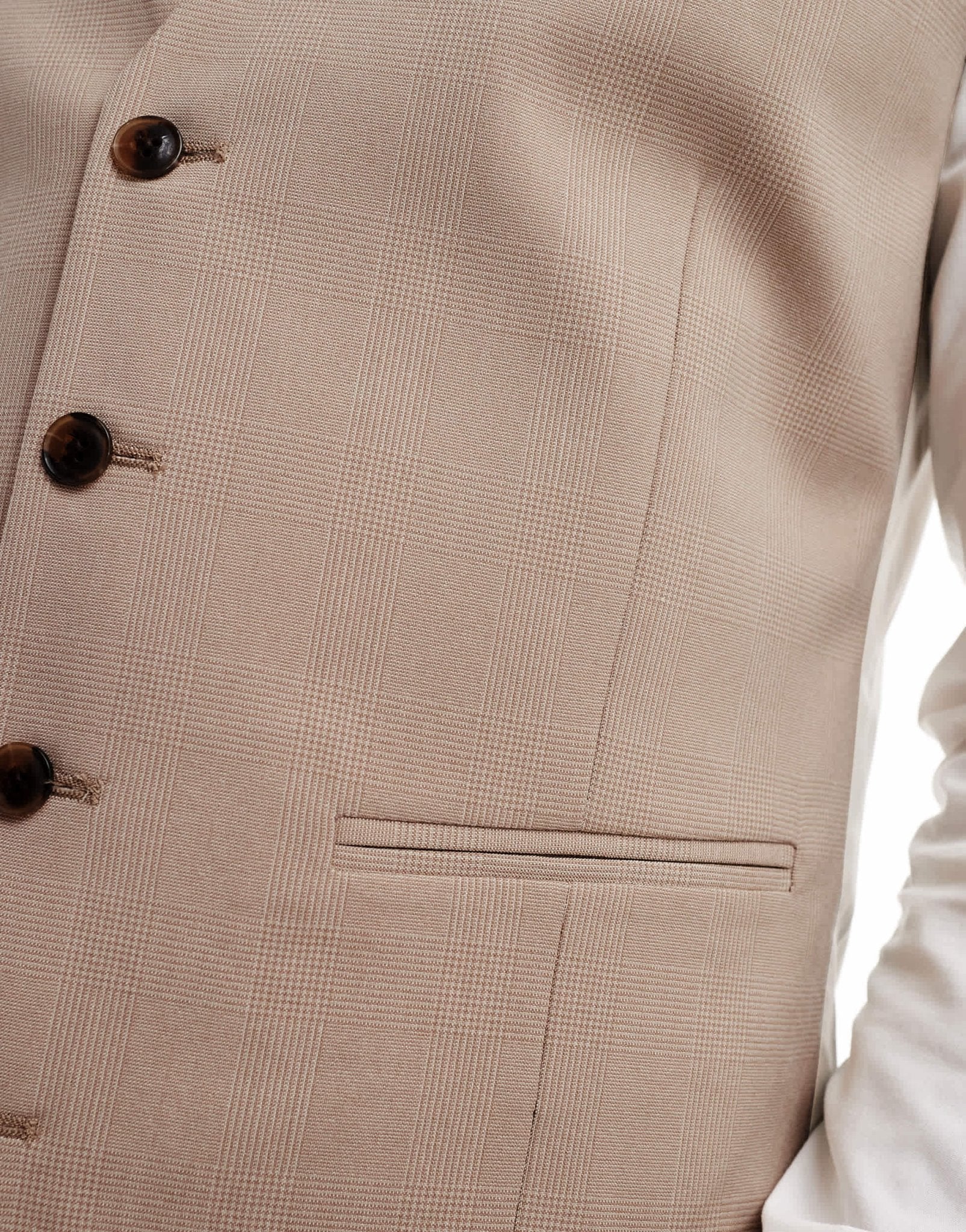 ASOS DESIGN slim suit waistcoat in tonal neutral prince of wales check - ASOS Sample Sale