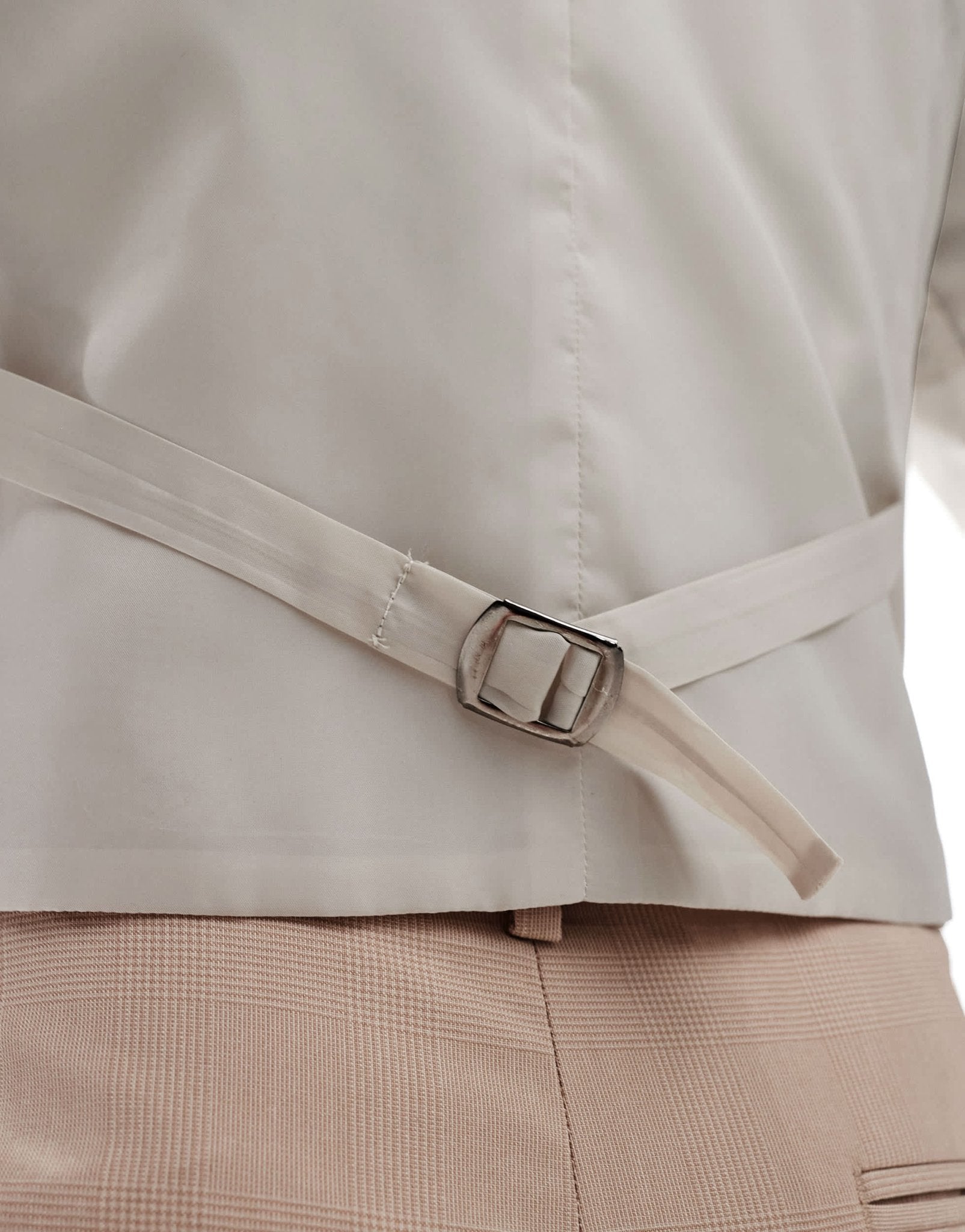 ASOS DESIGN slim suit waistcoat in tonal neutral prince of wales check - ASOS Sample Sale