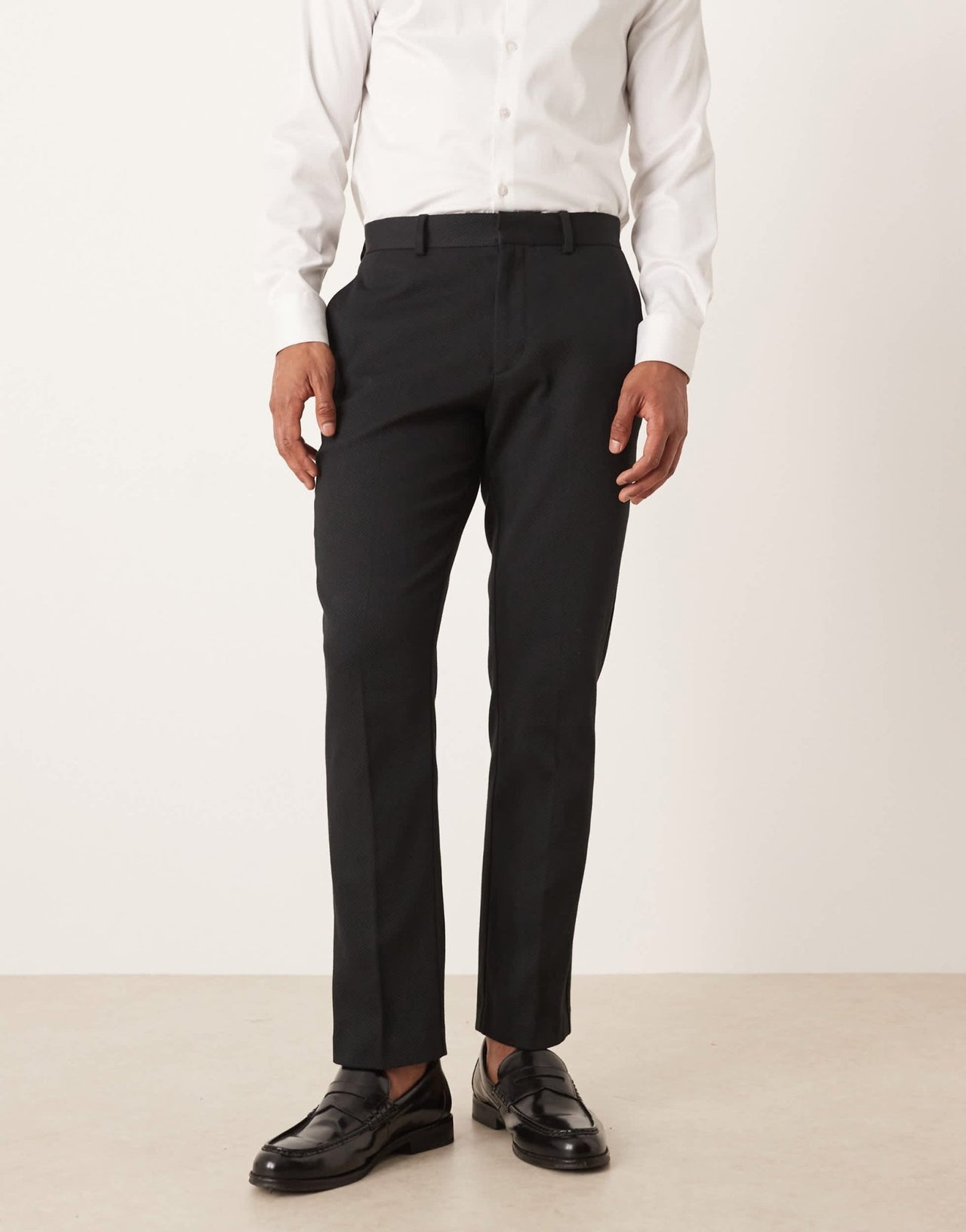 ASOS DESIGN slim tuxedo suit trousers in black texture - ASOS Sample Sale