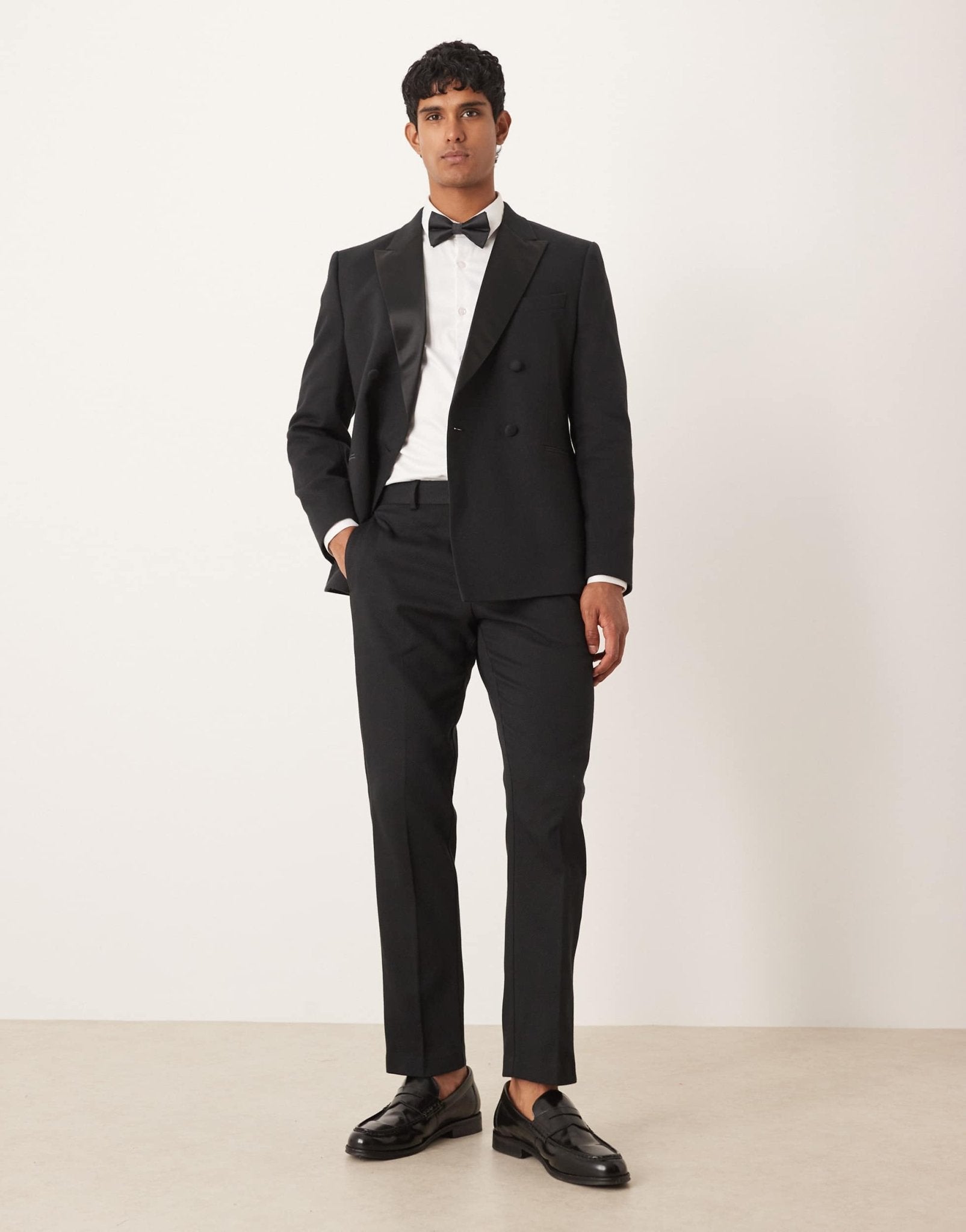 ASOS DESIGN slim tuxedo suit trousers in black texture - ASOS Sample Sale