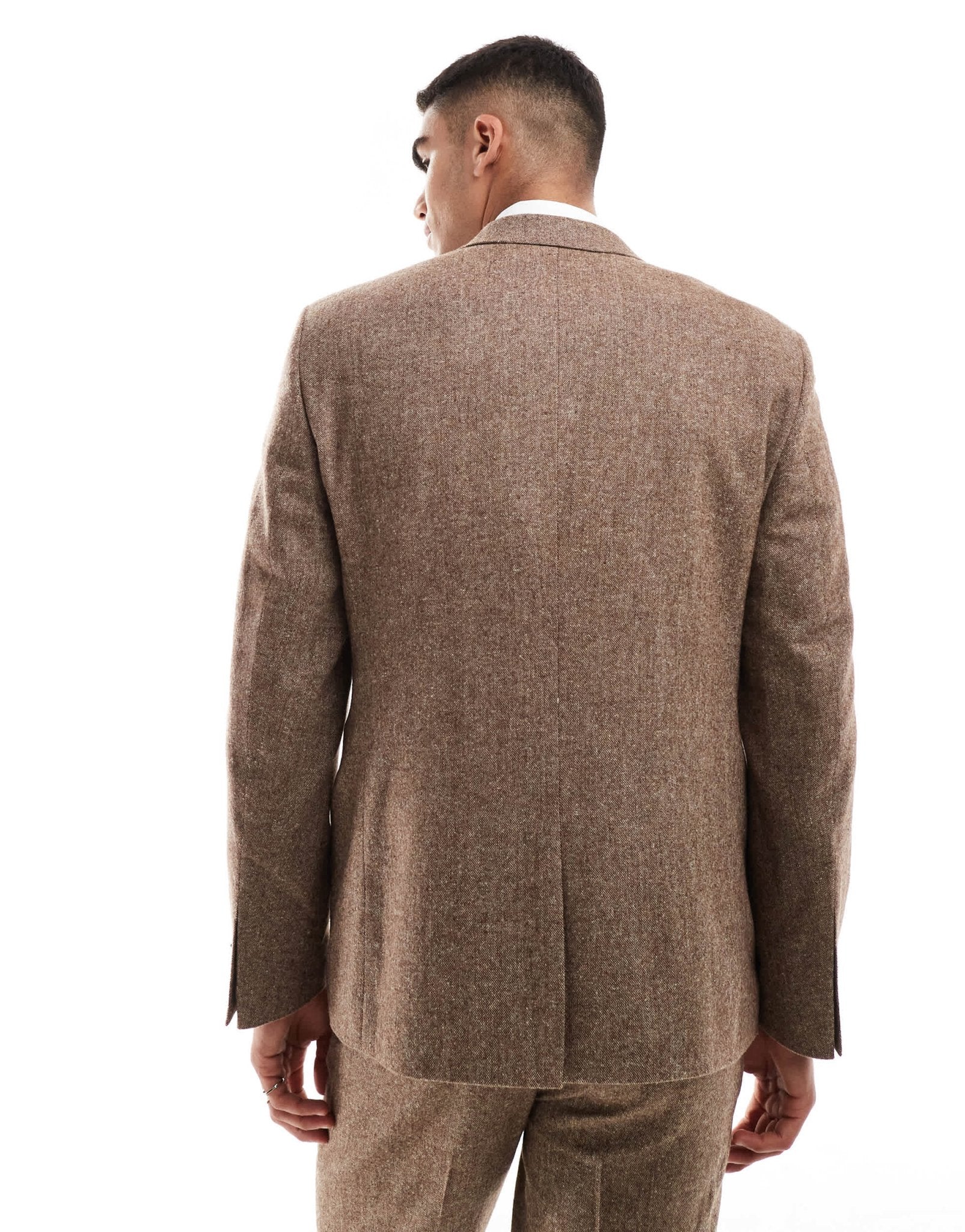 ASOS DESIGN slim wool blend suit jacket in brown - ASOS Sample Sale