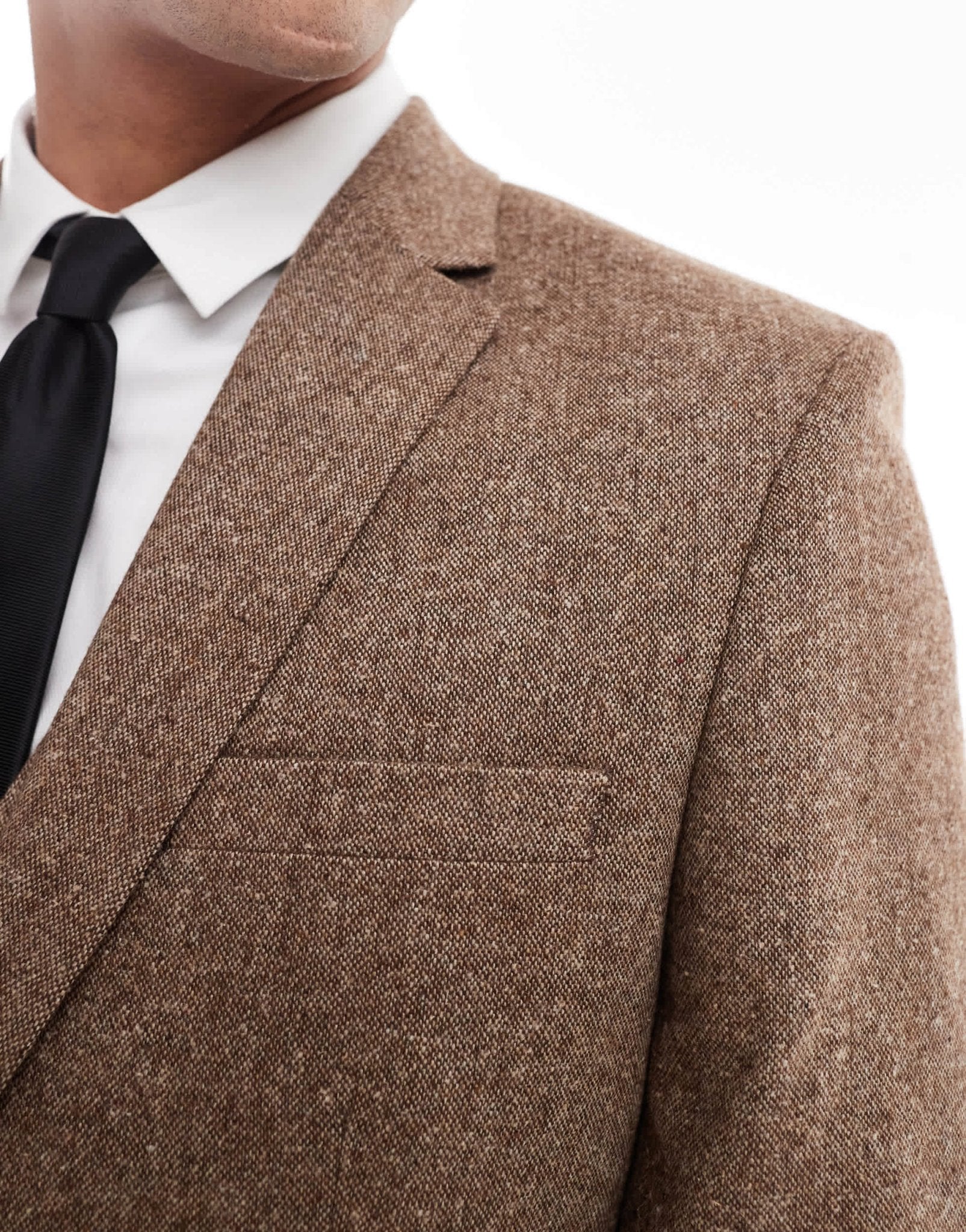 ASOS DESIGN slim wool blend suit jacket in brown - ASOS Sample Sale