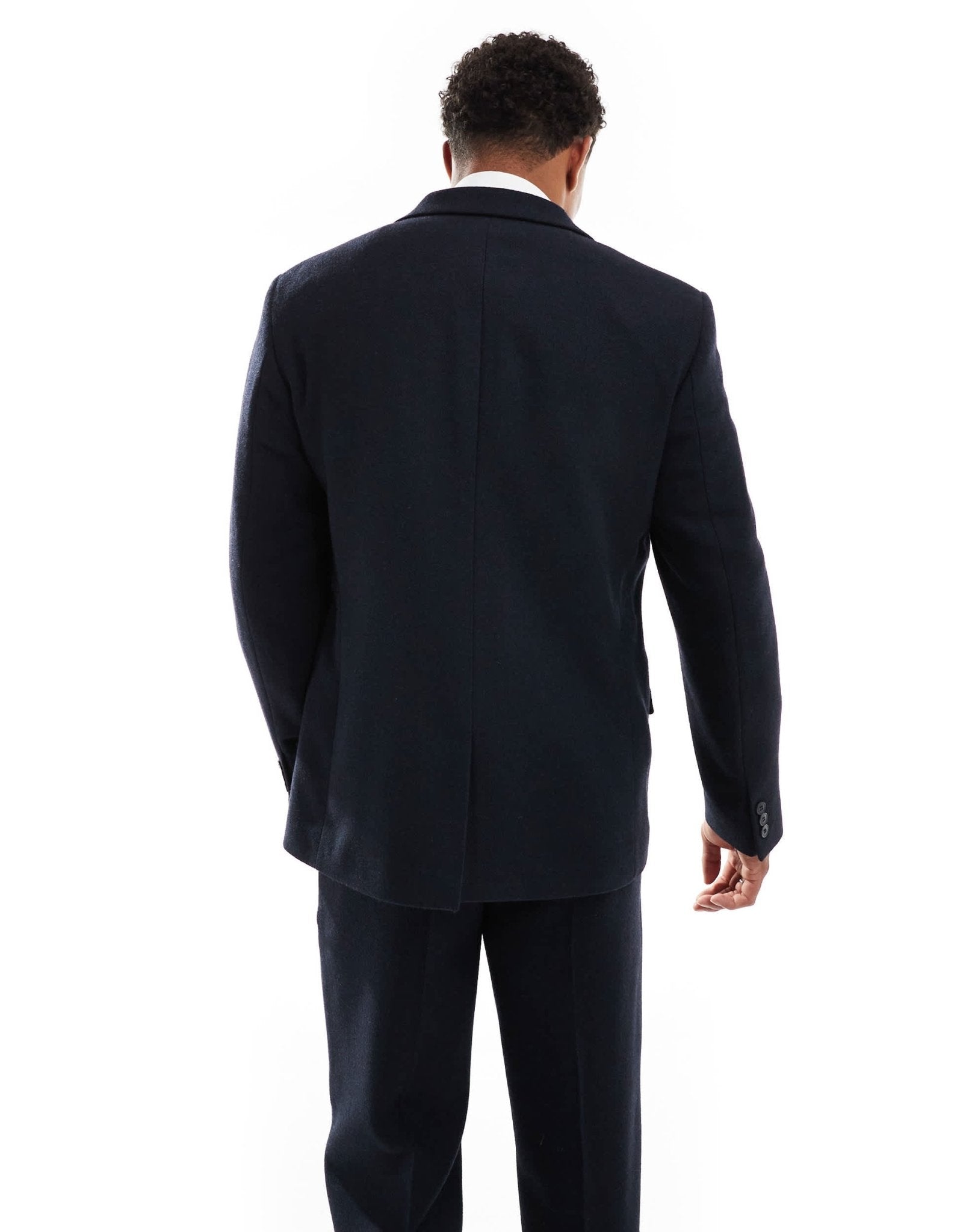 ASOS DESIGN slim wool blend suit jacket in navy twill - ASOS Sample Sale