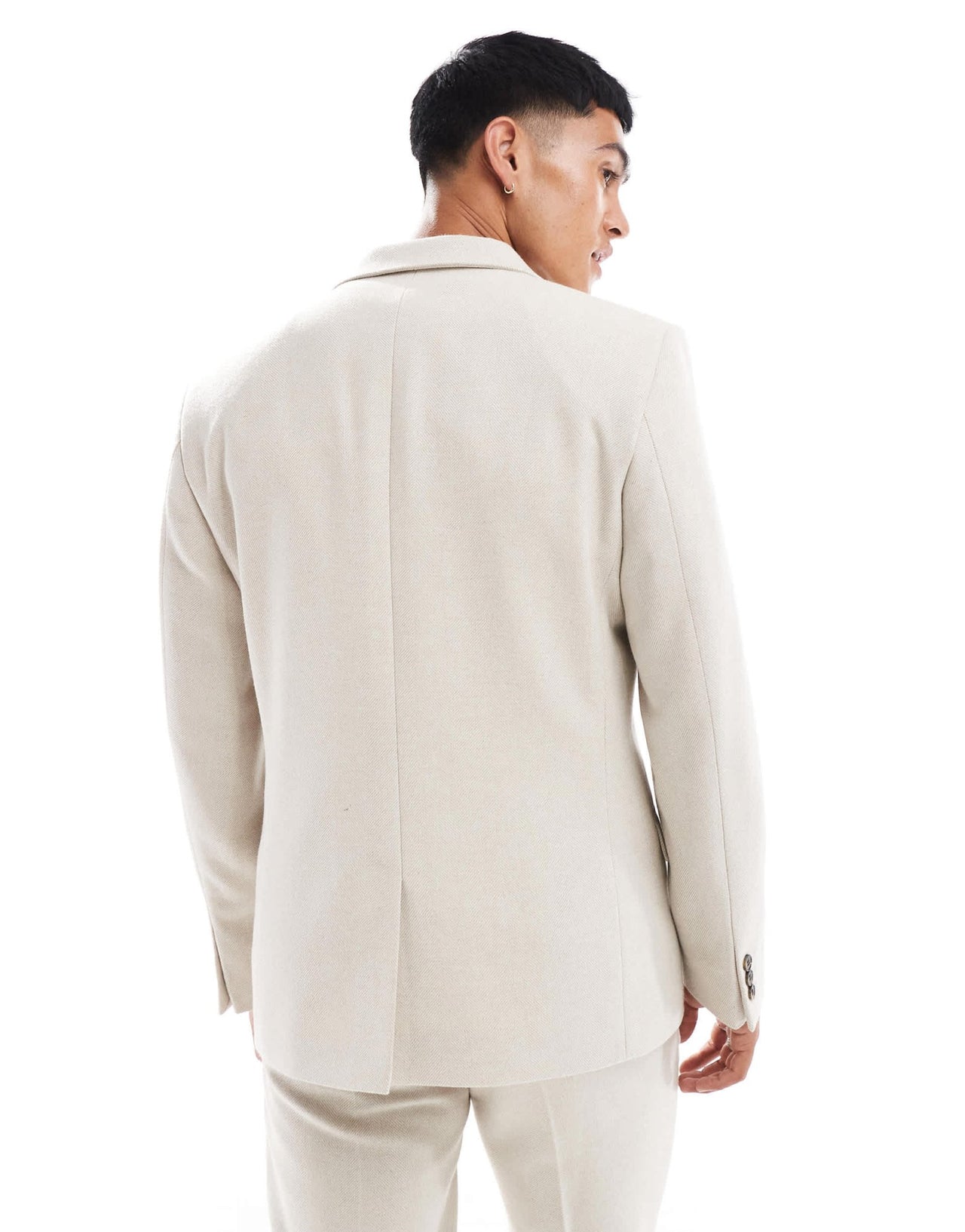 ASOS DESIGN slim wool blend suit jacket in stone herringbone - ASOS Sample Sale