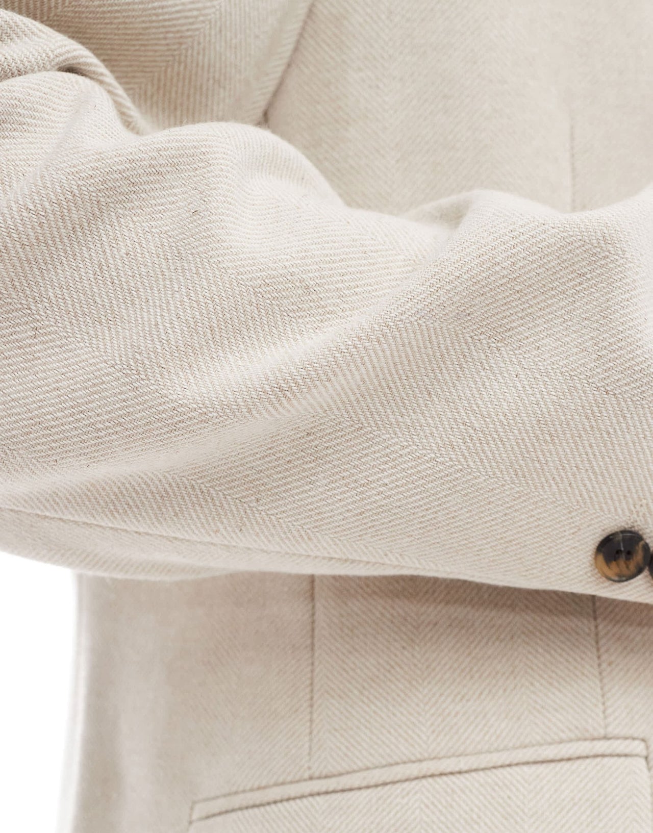 ASOS DESIGN slim wool blend suit jacket in stone herringbone - ASOS Sample Sale