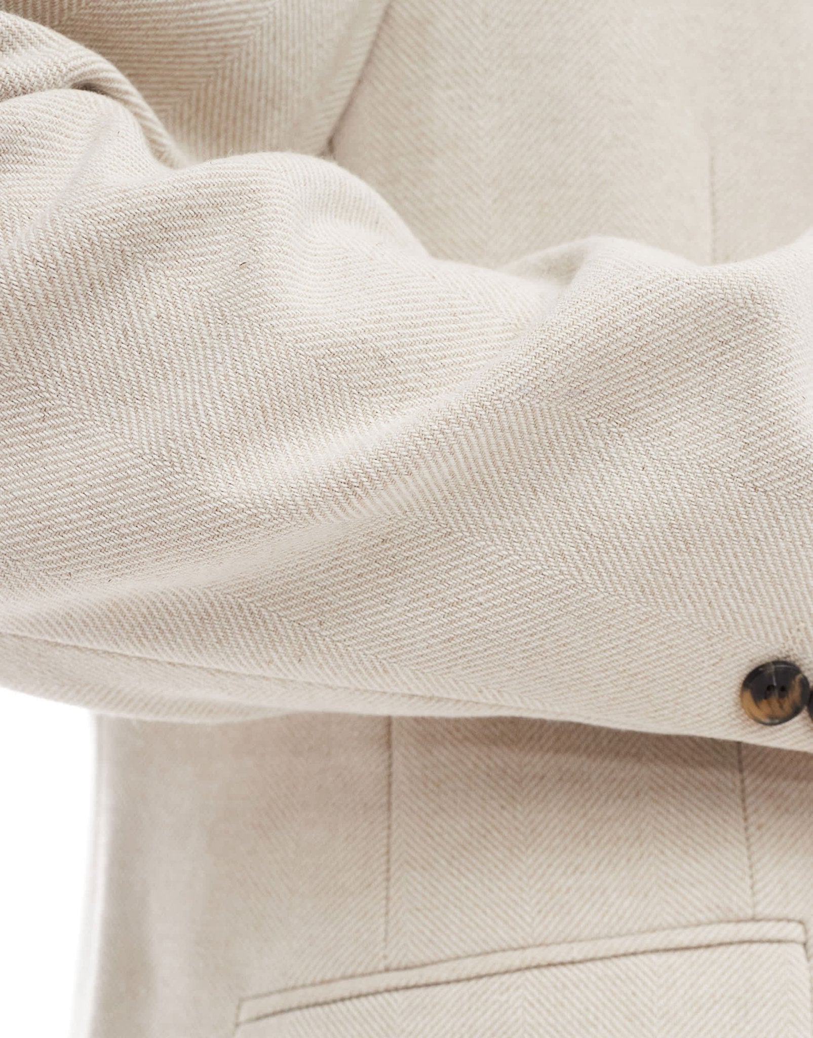 ASOS DESIGN slim wool blend suit jacket in stone herringbone - ASOS Sample Sale