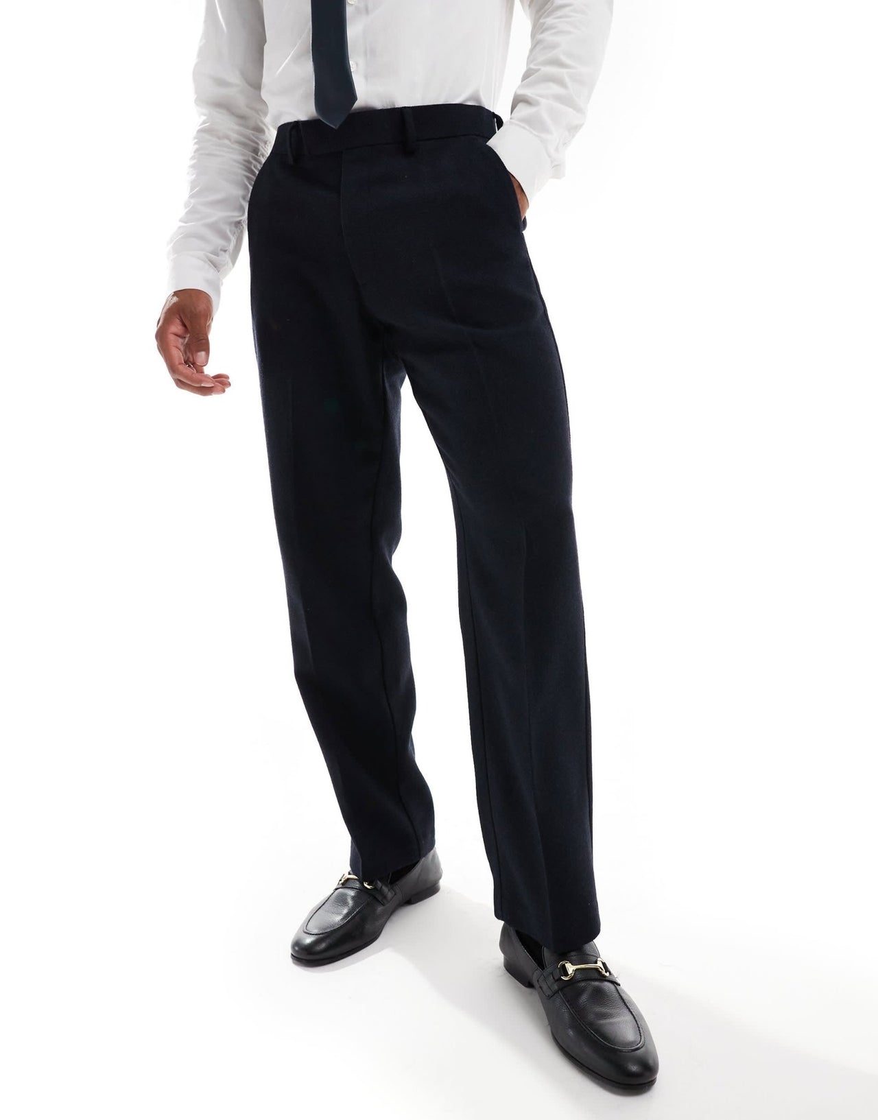 ASOS DESIGN slim wool blend suit trousers in navy twill - ASOS Sample Sale