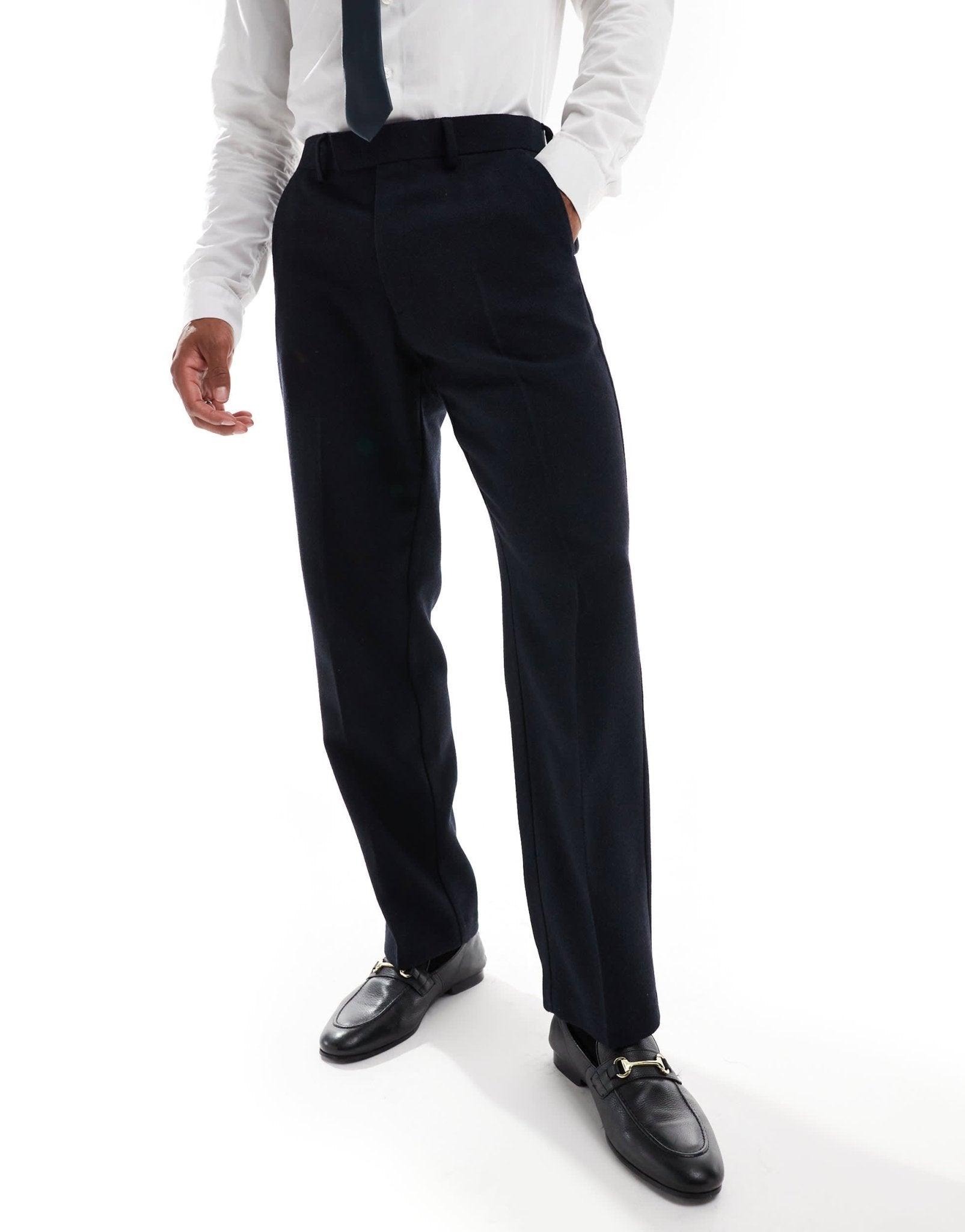 ASOS DESIGN slim wool blend suit trousers in navy twill - ASOS Sample Sale