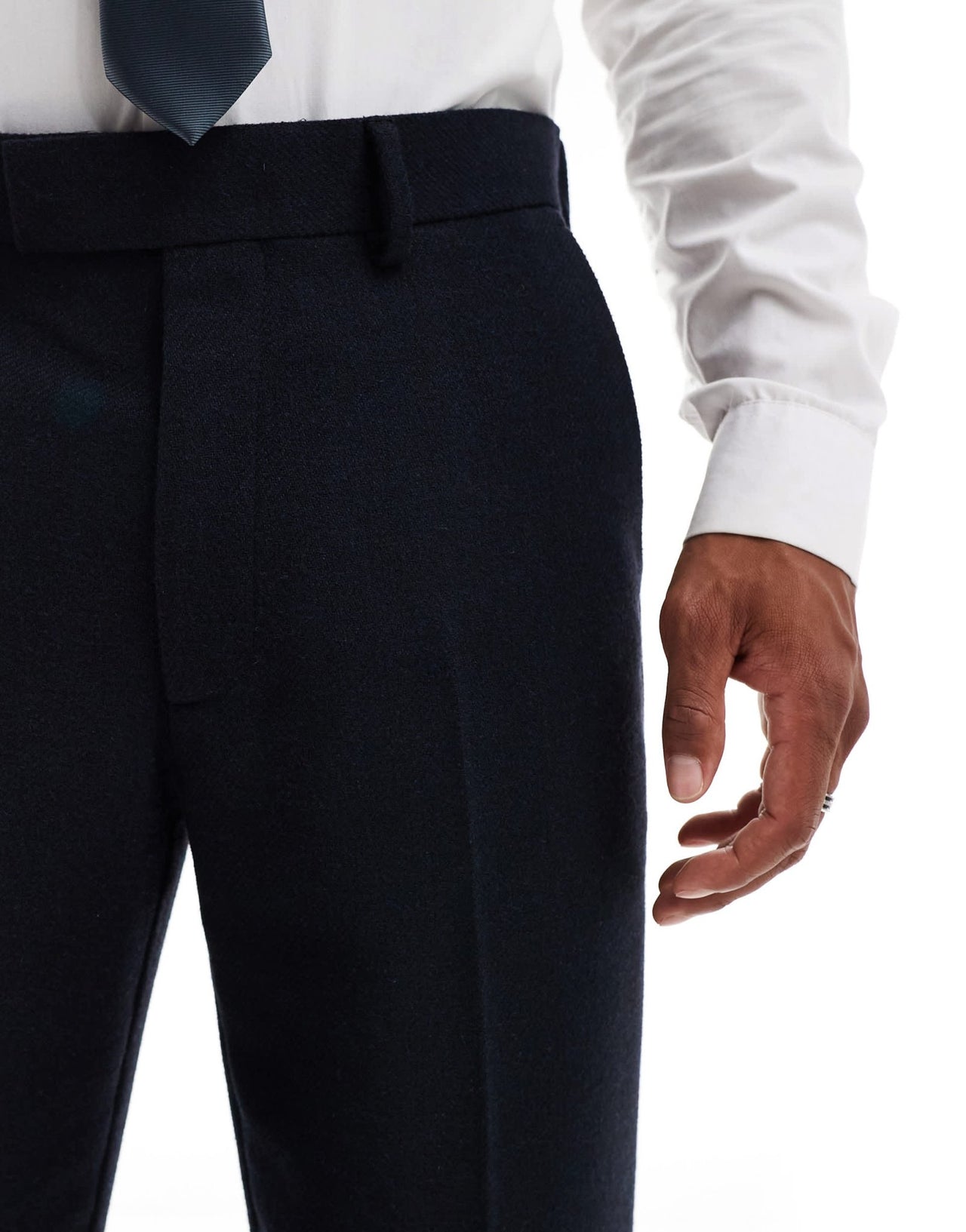 ASOS DESIGN slim wool blend suit trousers in navy twill - ASOS Sample Sale