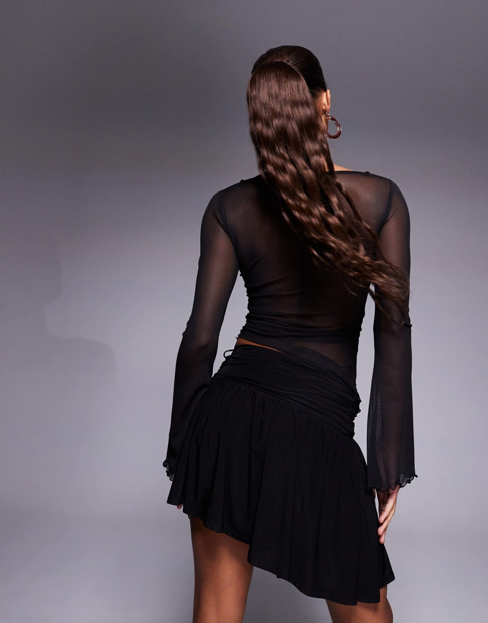 ASOS DESIGN slinky ruched side asymmetric hem skirt in black - ASOS Sample Sale