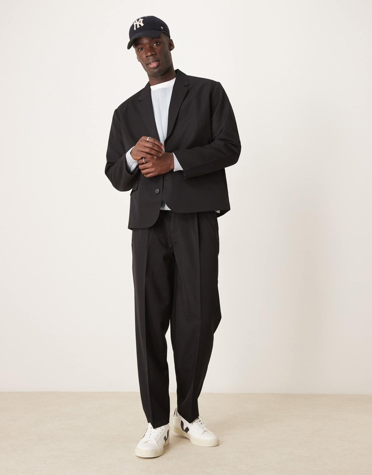 ASOS DESIGN slouchy boxy suit jacket in black twill - ASOS Sample Sale