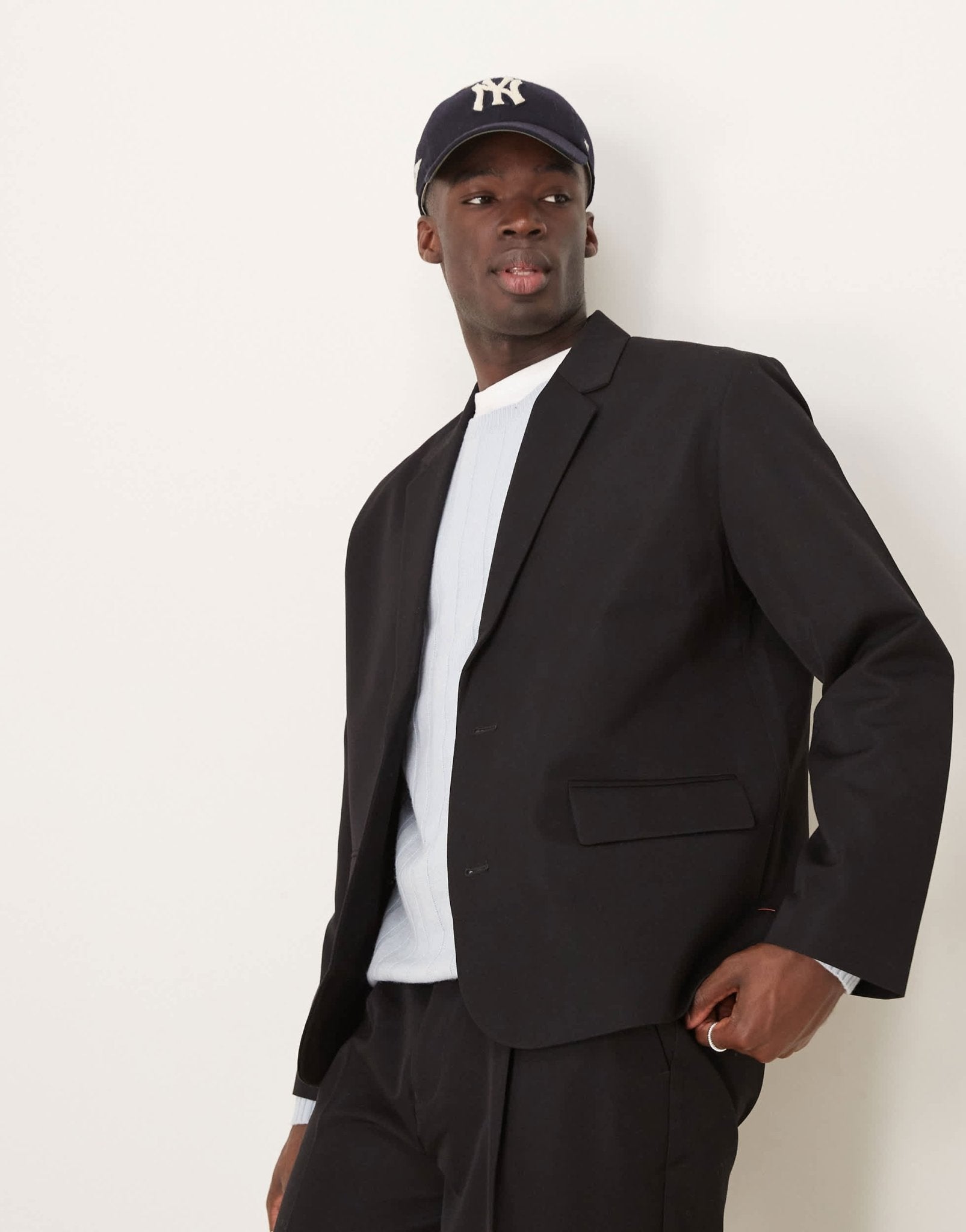 ASOS DESIGN slouchy boxy suit jacket in black twill - ASOS Sample Sale