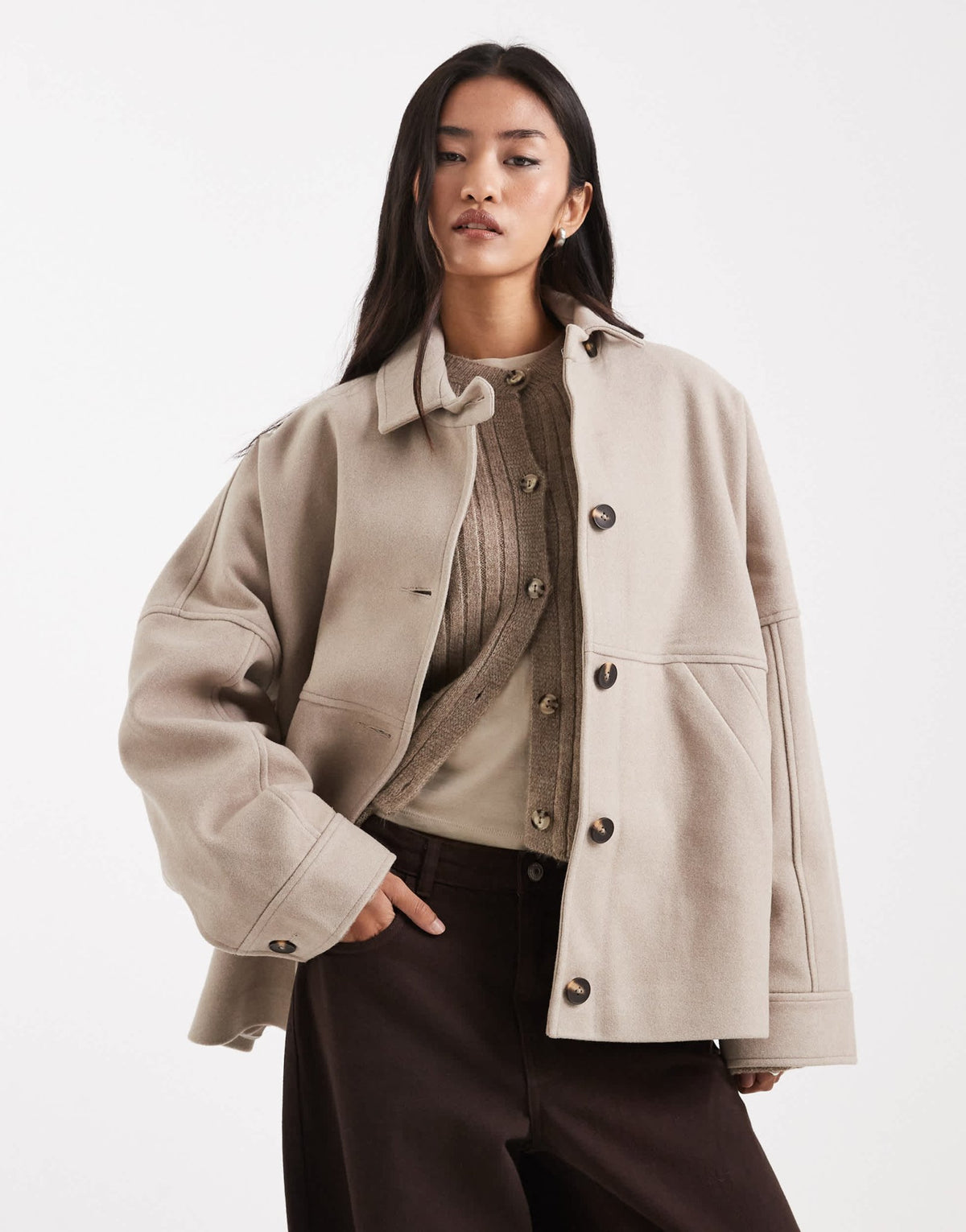 ASOS DESIGN slouchy formal harrington jacket in oatmeal - ASOS Sample Sale
