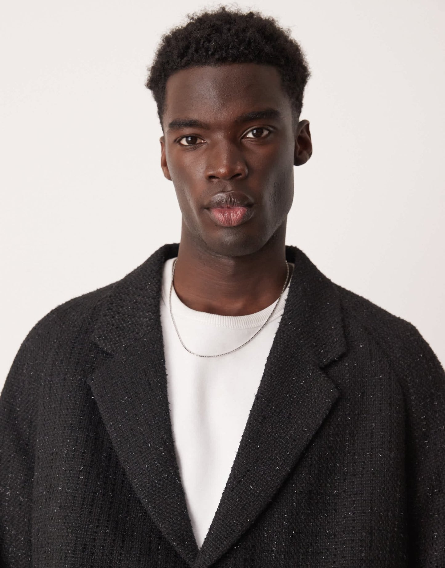 ASOS DESIGN slouchy oversized blazer in black boucle fabric - ASOS Sample Sale