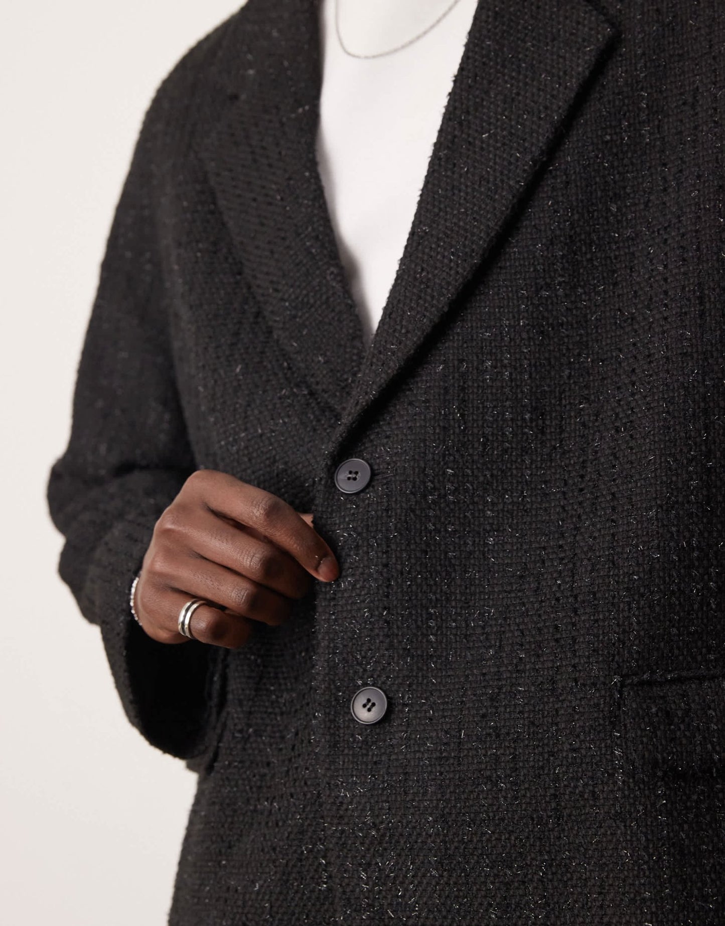 ASOS DESIGN slouchy oversized blazer in black boucle fabric - ASOS Sample Sale
