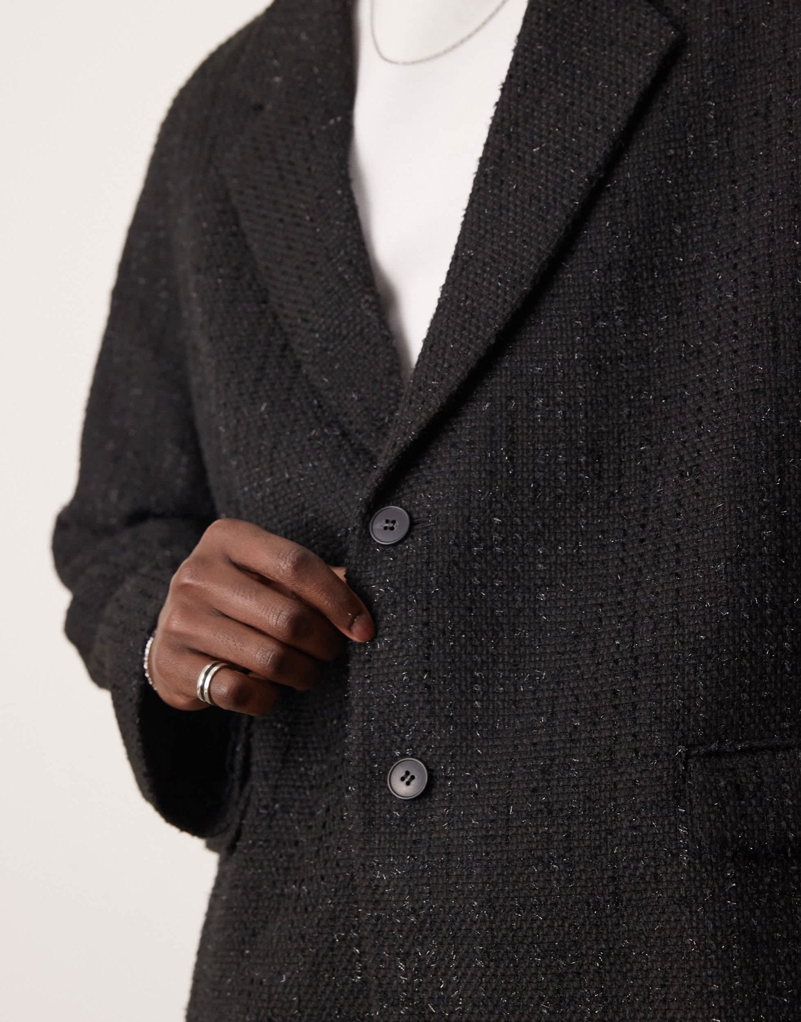 ASOS DESIGN slouchy oversized blazer in black boucle fabric - ASOS Sample Sale