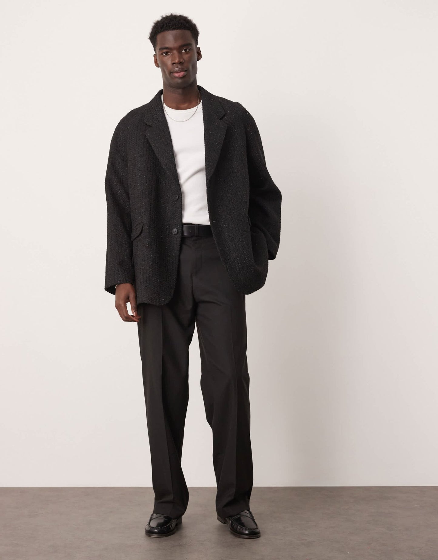 ASOS DESIGN slouchy oversized blazer in black boucle fabric - ASOS Sample Sale