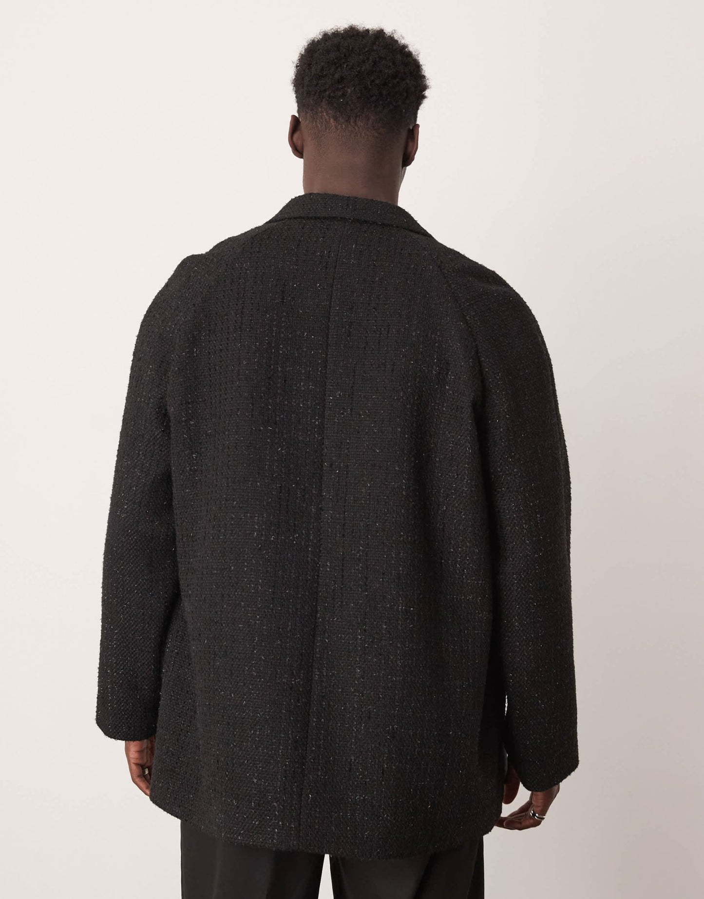 ASOS DESIGN slouchy oversized blazer in black boucle fabric - ASOS Sample Sale