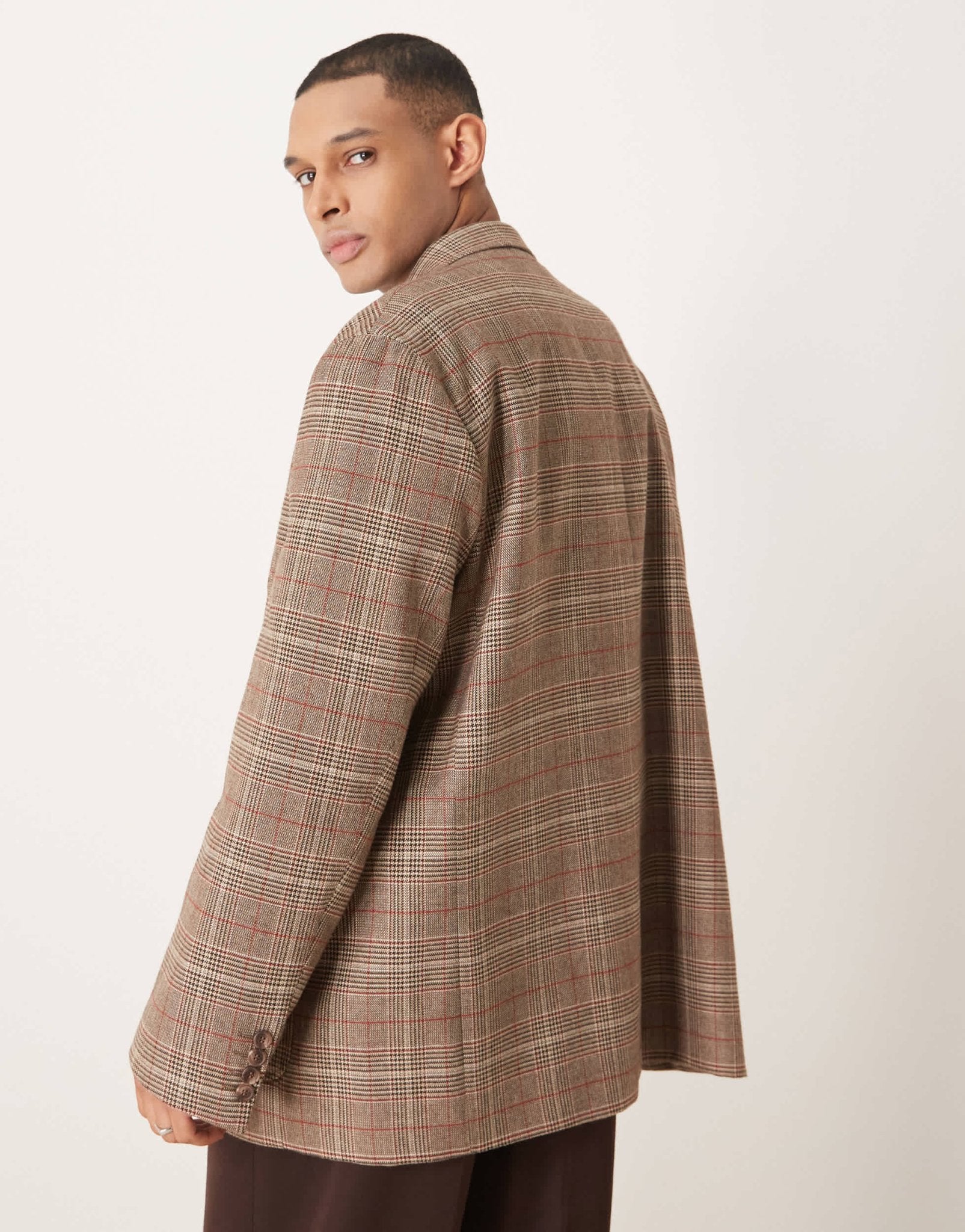 ASOS DESIGN slouchy oversized blazer in brown check - ASOS Sample Sale