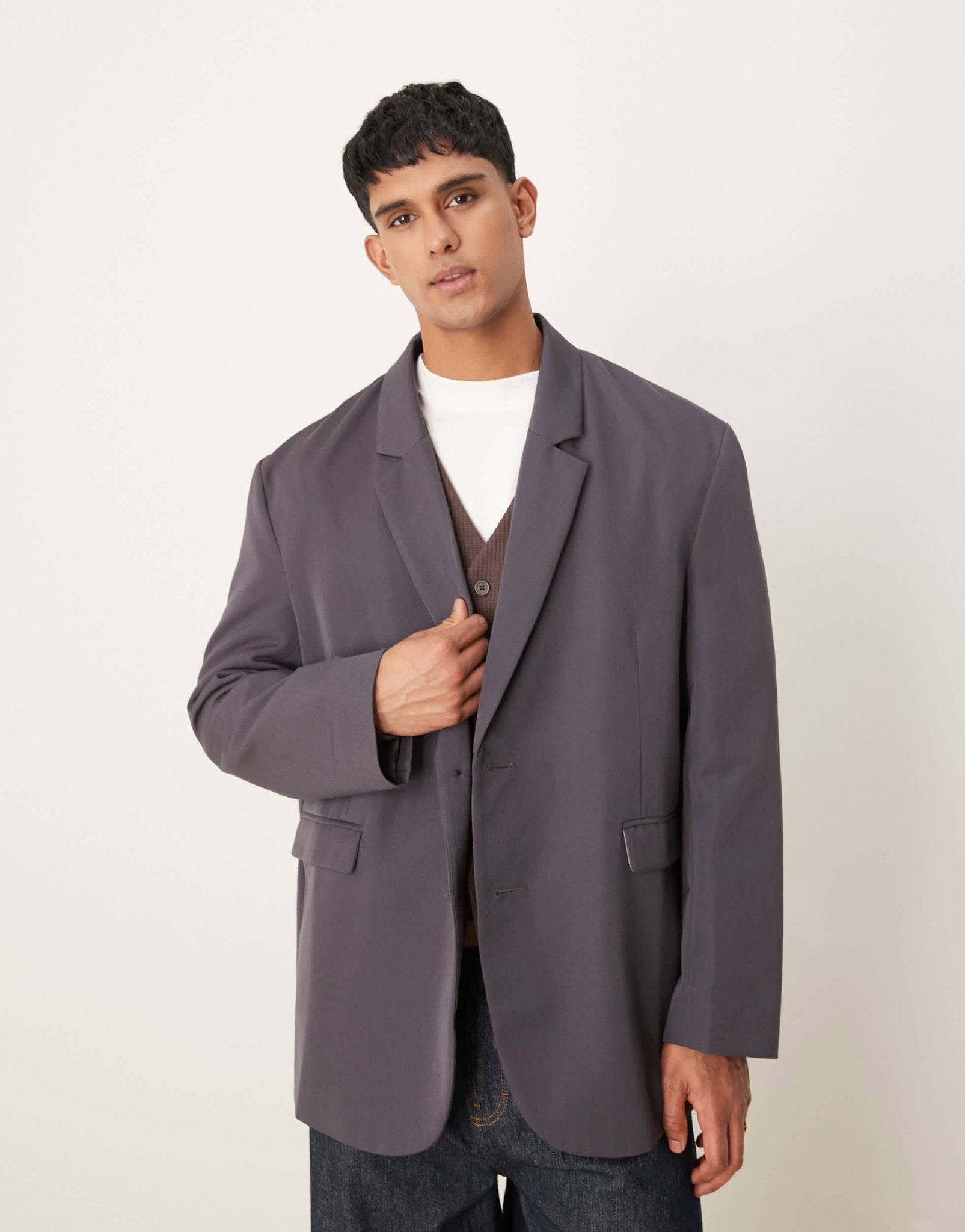 ASOS DESIGN slouchy oversized blazer in charcoal - ASOS Sample Sale