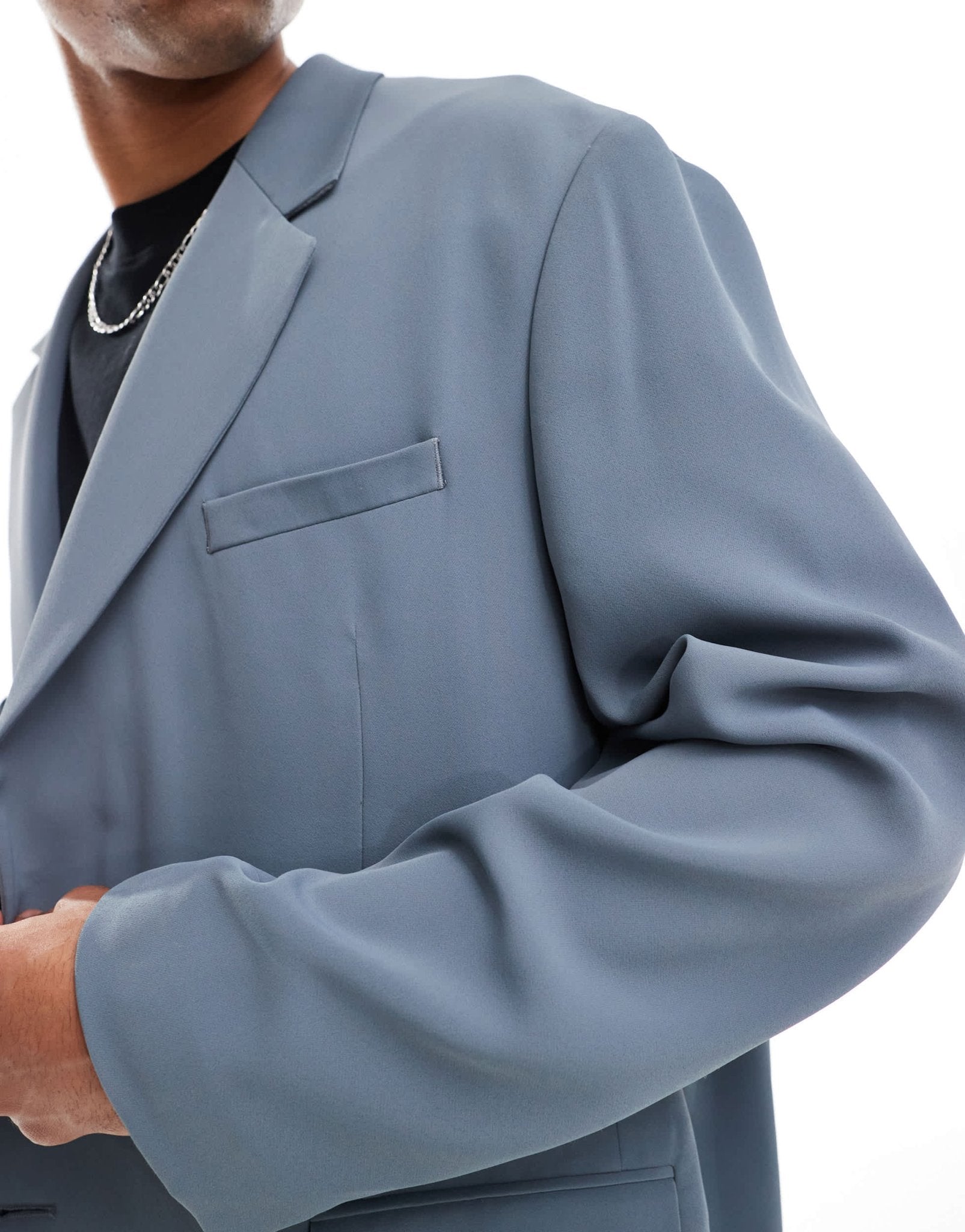 ASOS DESIGN slouchy oversized suit jacket in blue - ASOS Sample Sale