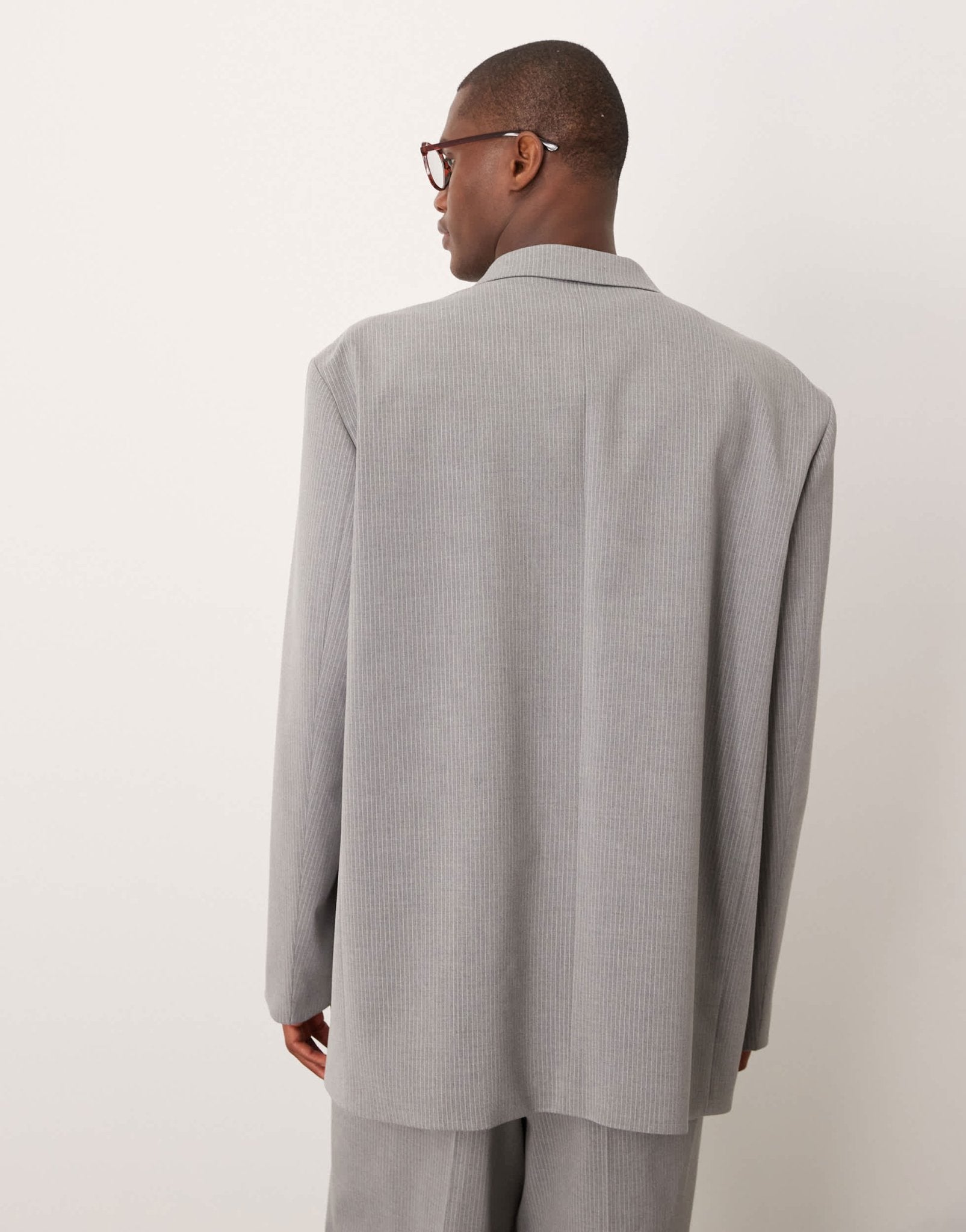 ASOS DESIGN slouchy oversized suit jacket in grey pinstripe - ASOS Sample Sale