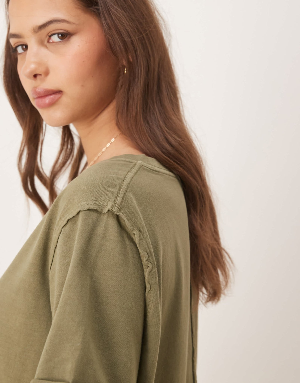 ASOS DESIGN slouchy raw edge regular fit t-shirt in washed khaki - ASOS Sample Sale