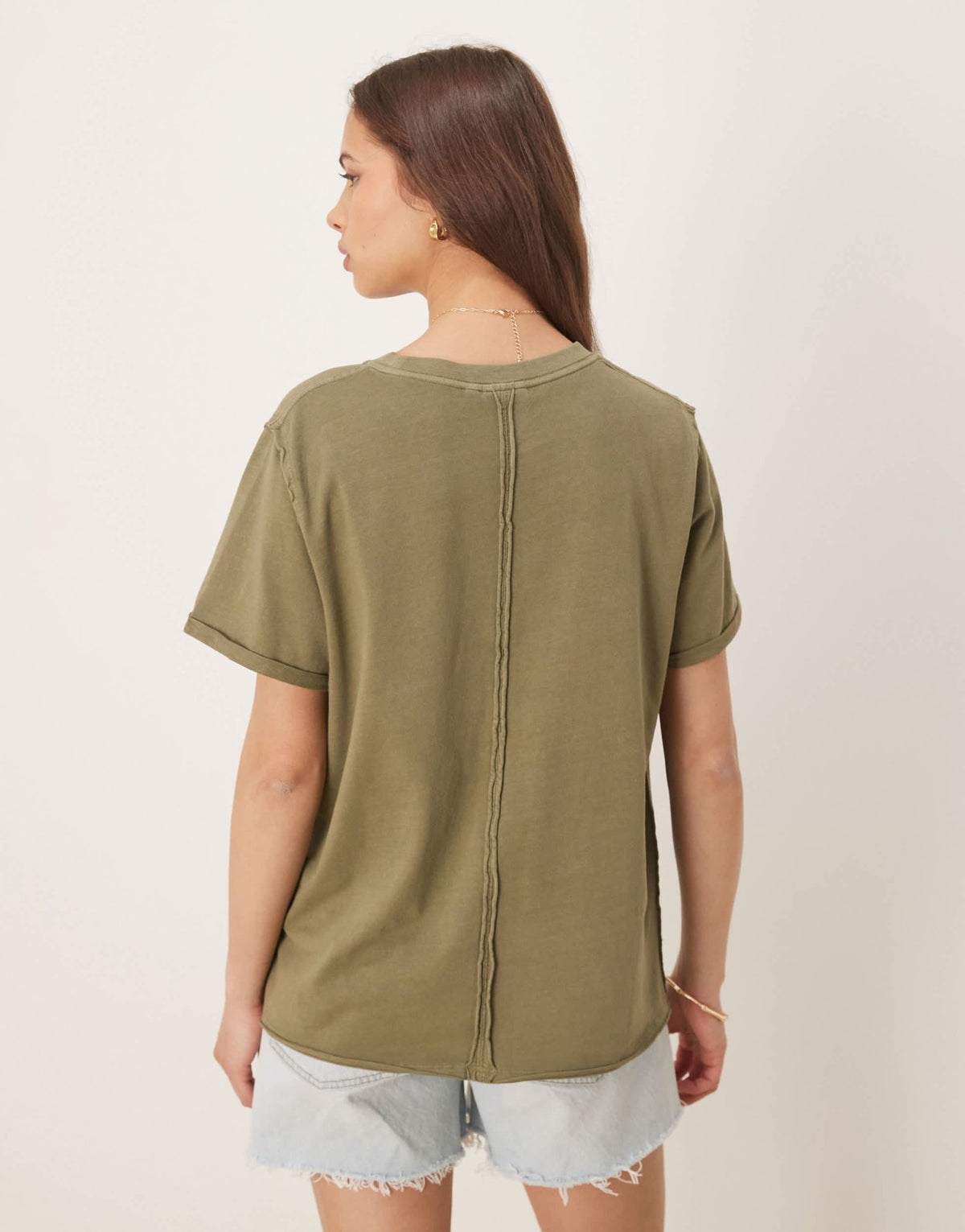 ASOS DESIGN slouchy raw edge regular fit t-shirt in washed khaki - ASOS Sample Sale