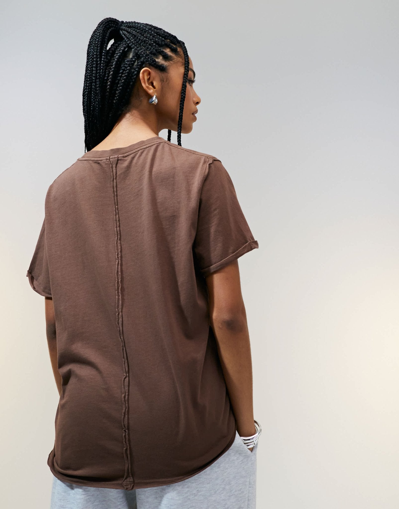 ASOS DESIGN slouchy raw edge regular fit washed t-shirt in chocolate - ASOS Sample Sale