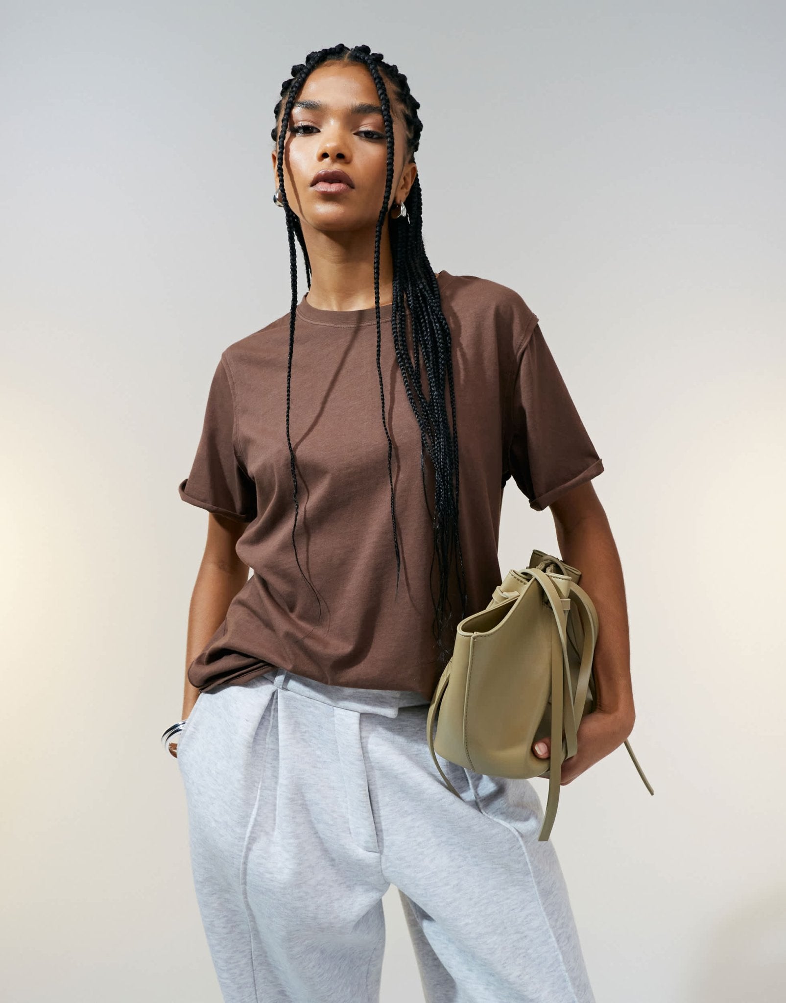 ASOS DESIGN slouchy raw edge regular fit washed t-shirt in chocolate - ASOS Sample Sale