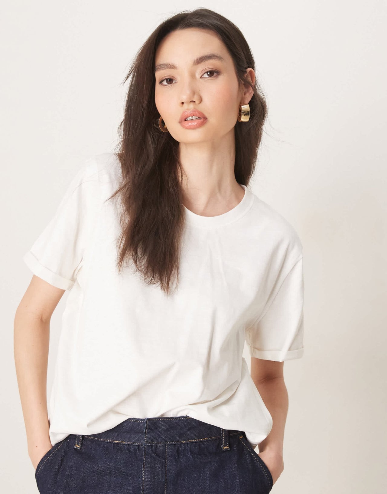 ASOS DESIGN slouchy raw edge regular fit washed t-shirt in cream - ASOS Sample Sale